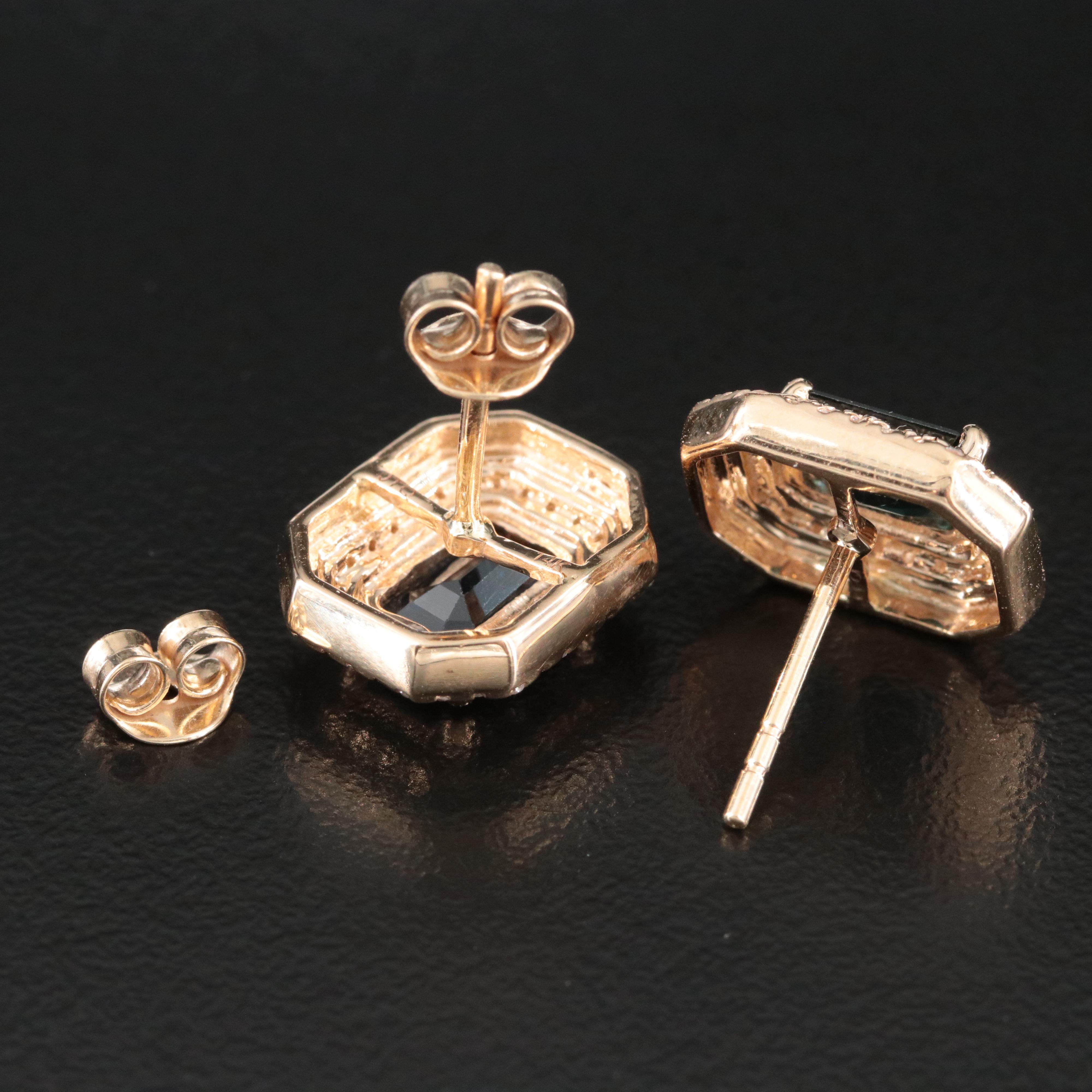 14K Sapphire and White Sapphire Earrings