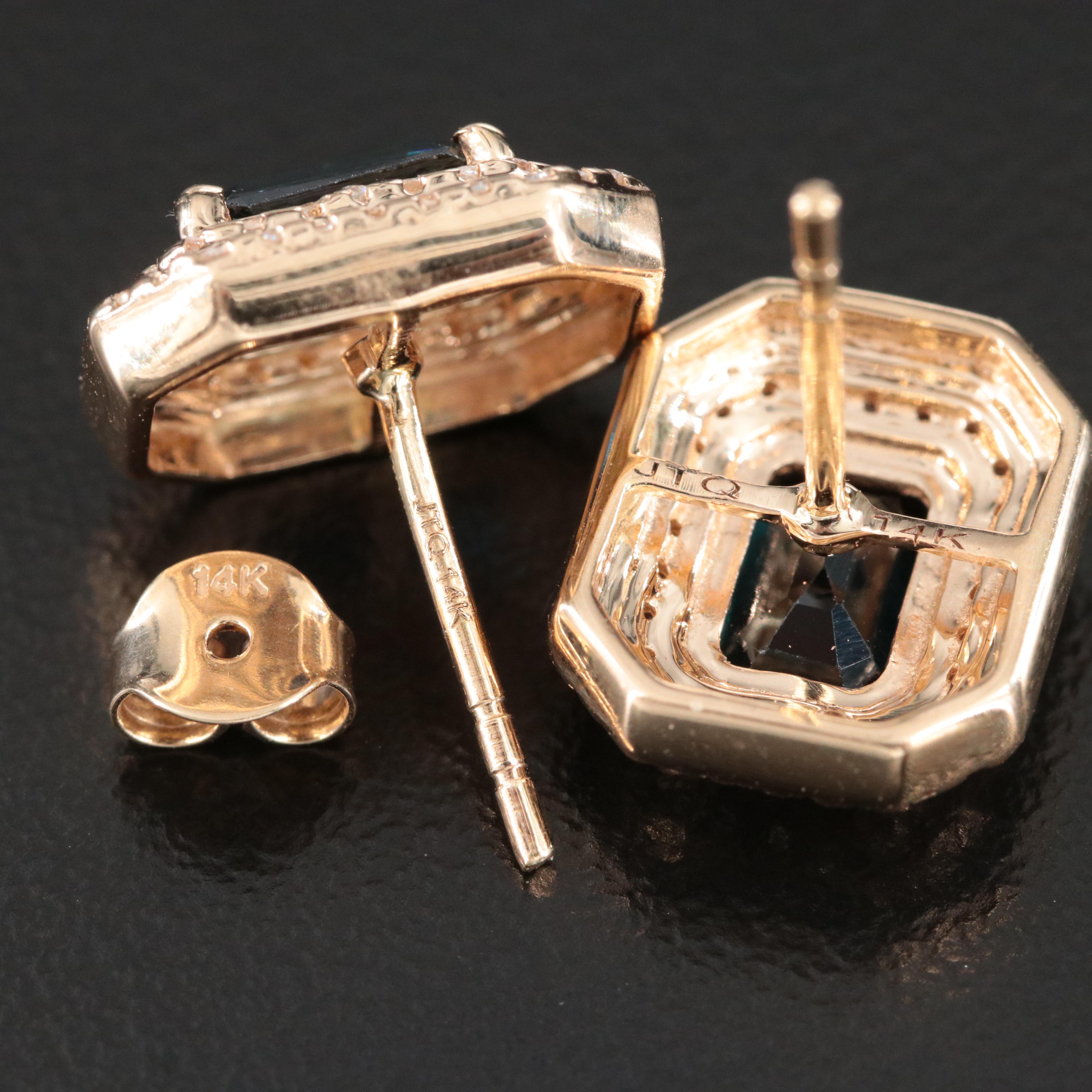 14K Sapphire and White Sapphire Earrings