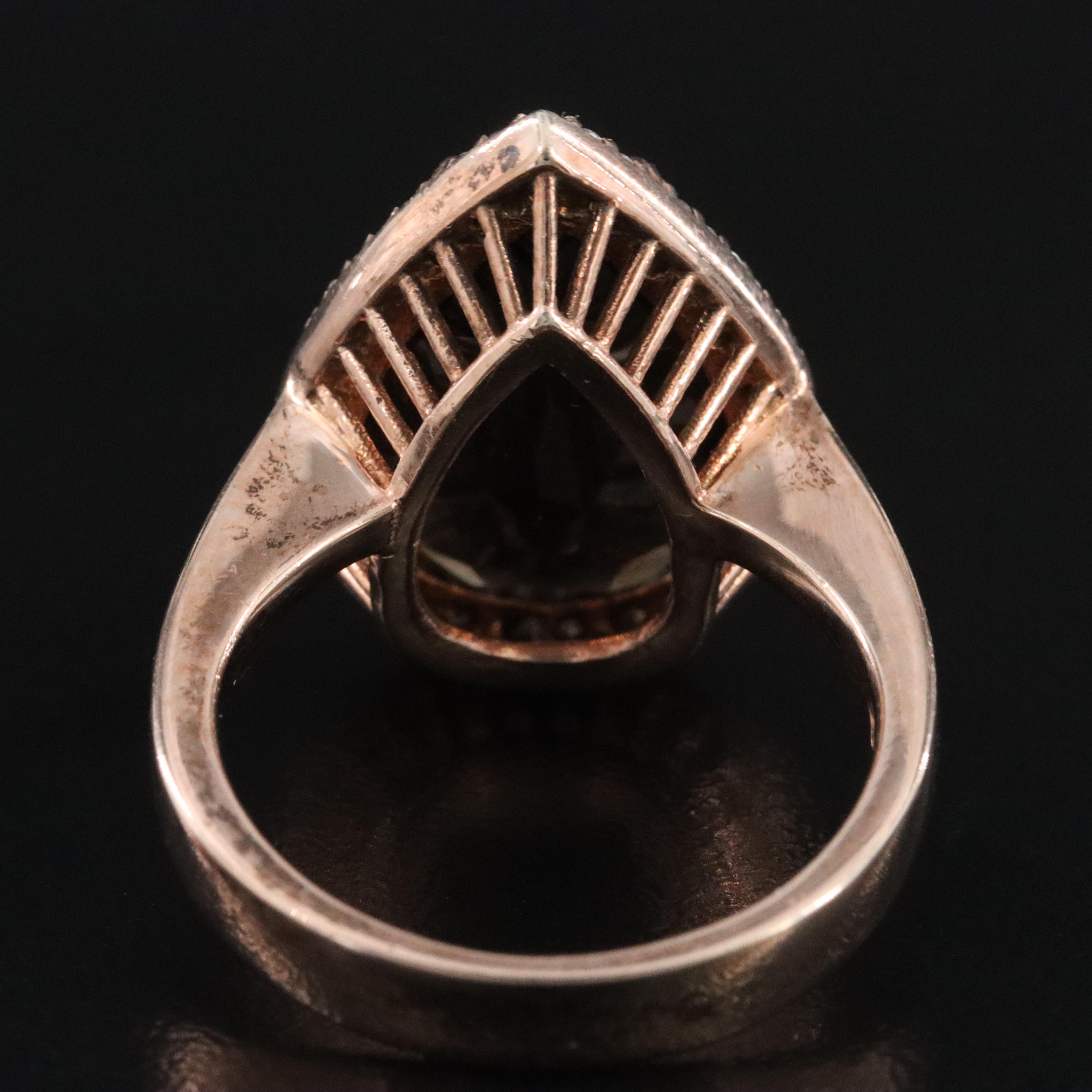 Sterling Smoky Quartz and Cubic Zirconia Pear Ring