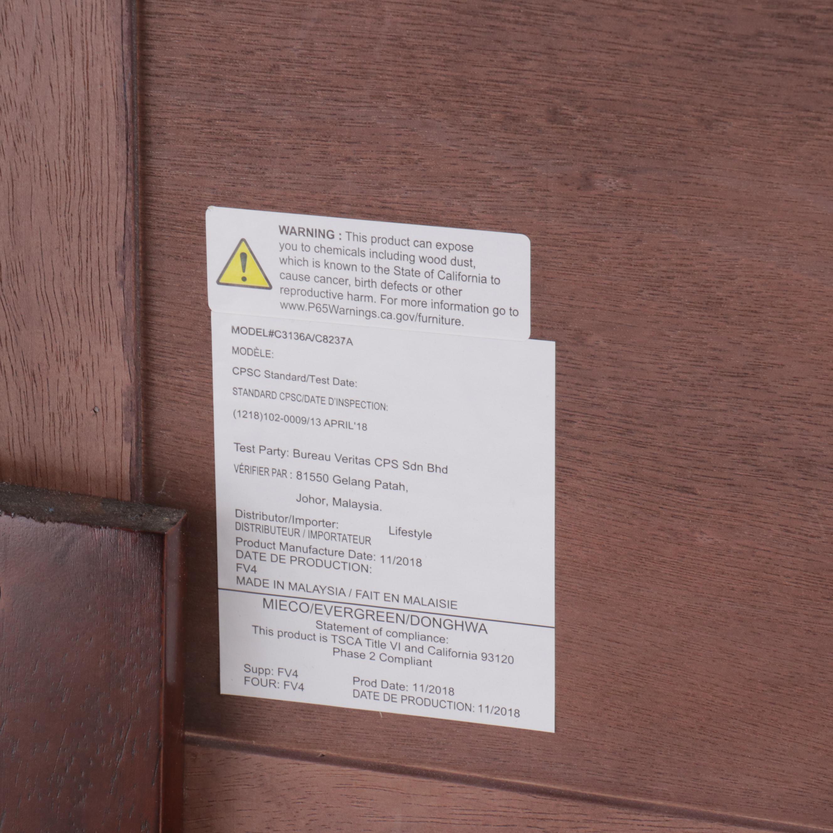 Lifestyle Furniture Contemporary Mahogany Finish Full Size Bed Frame, 2018