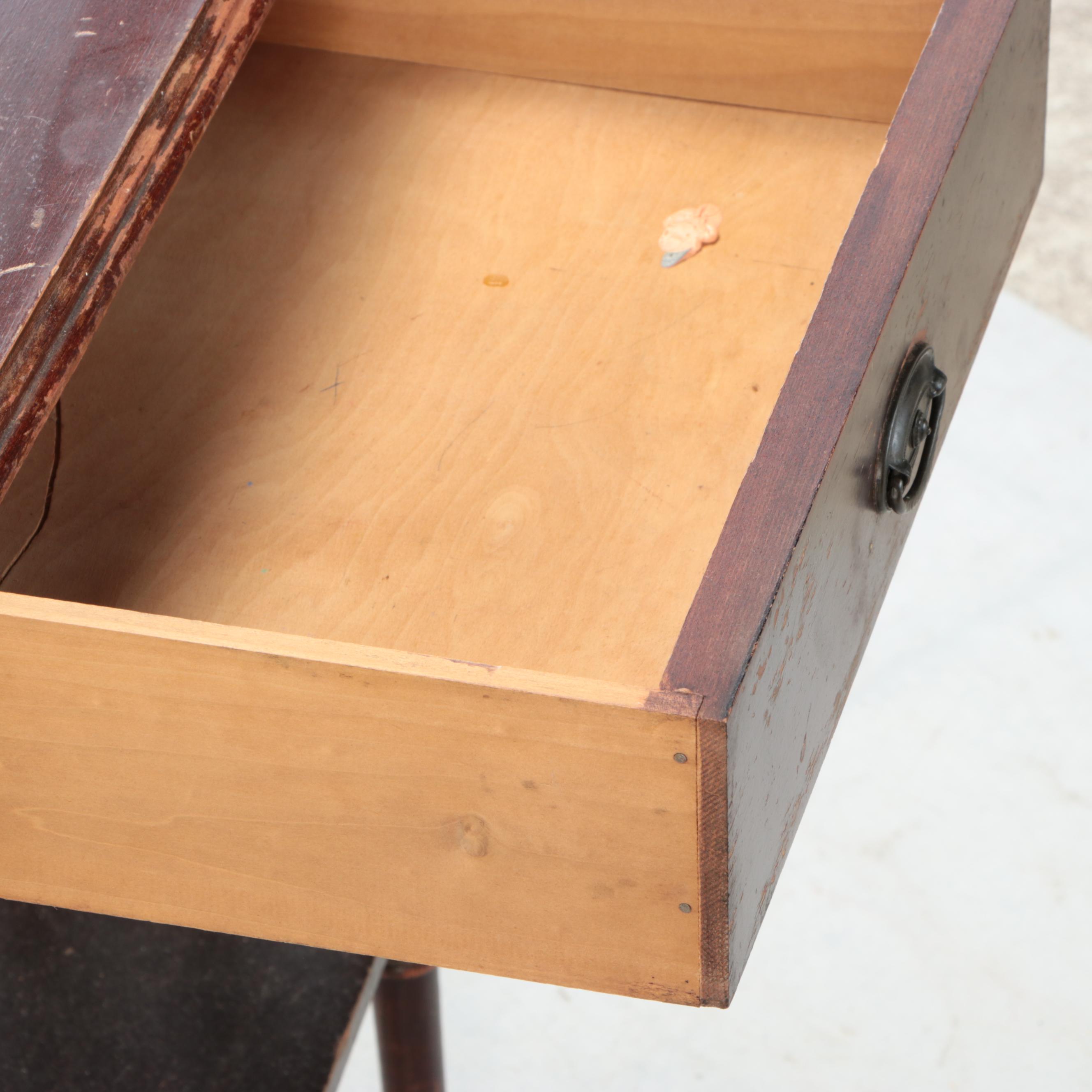Jacobean Style Walnut Finish End Tables, 1930s