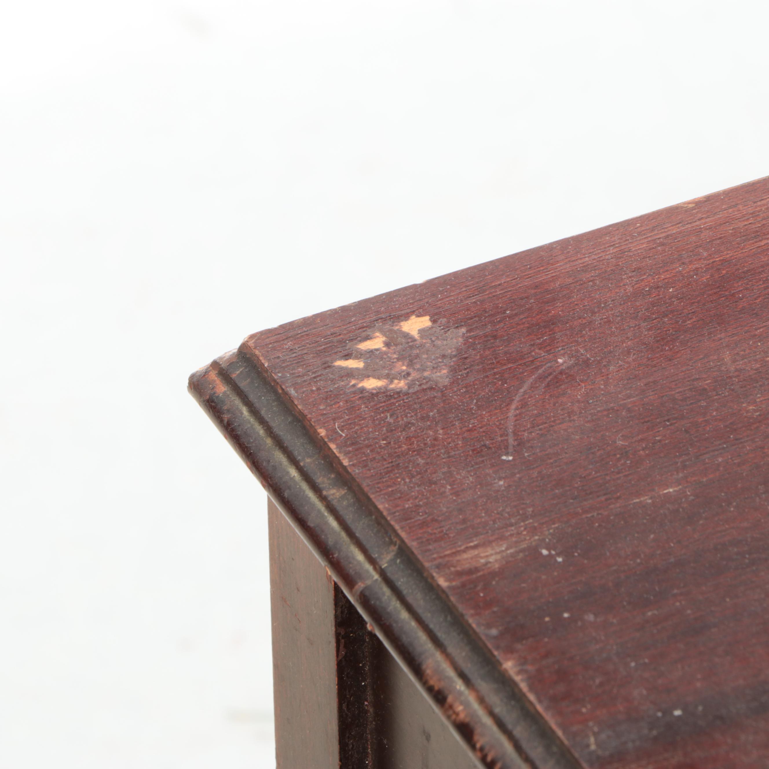 Jacobean Style Walnut Finish End Tables, 1930s