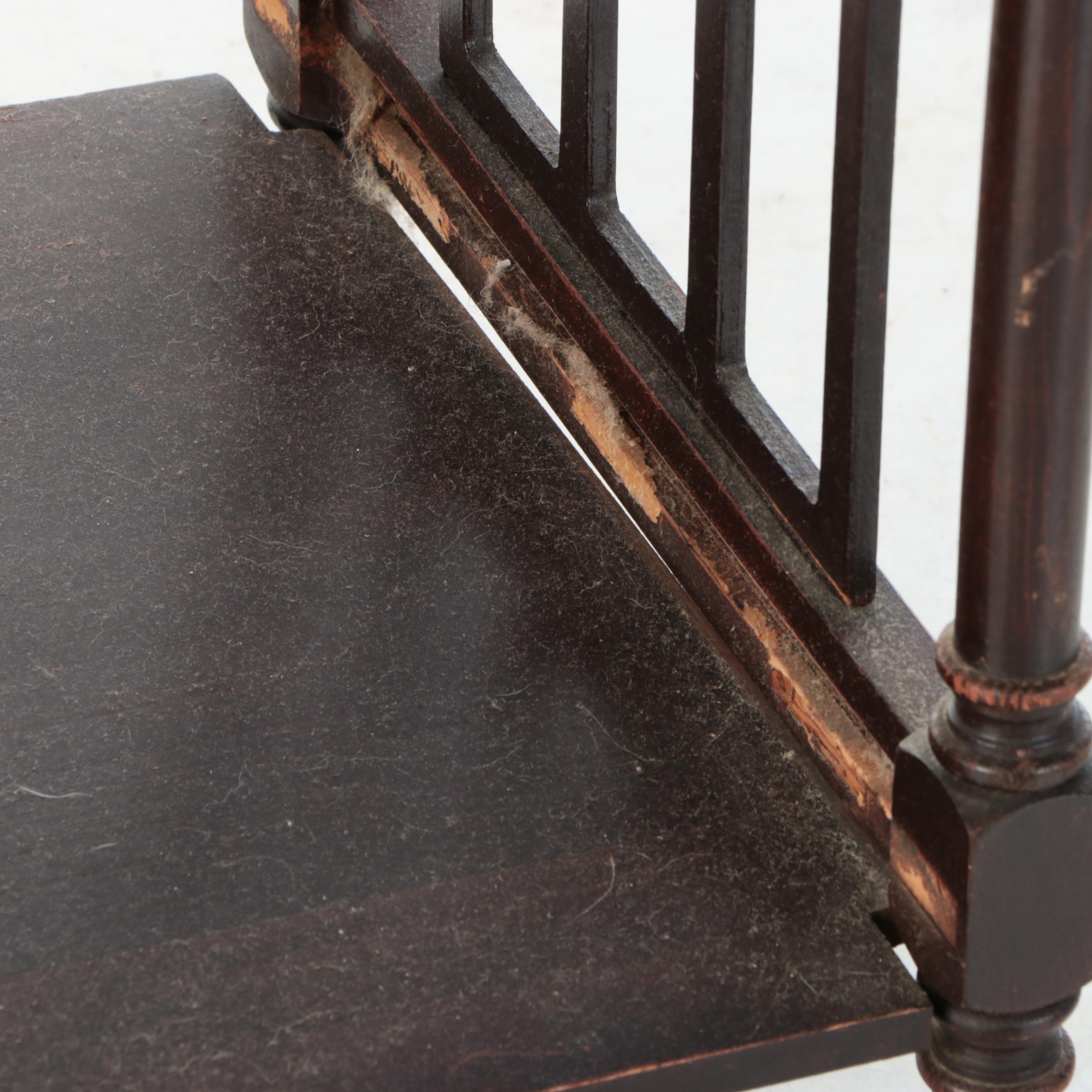 Jacobean Style Walnut Finish End Tables, 1930s