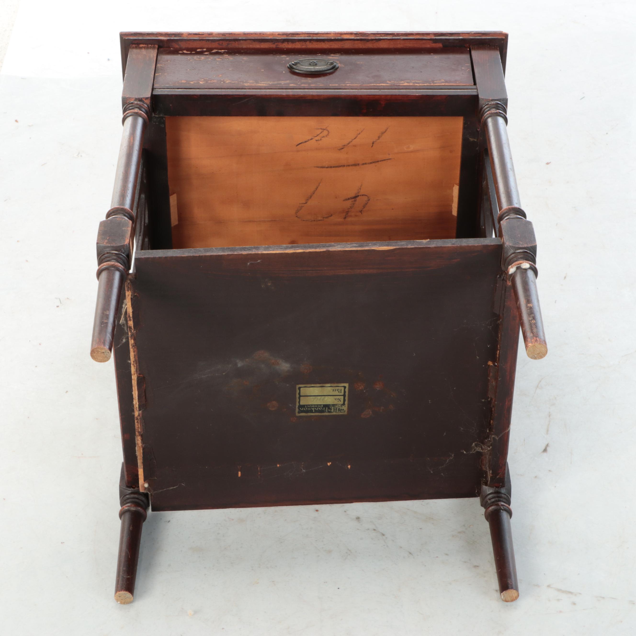 Jacobean Style Walnut Finish End Tables, 1930s