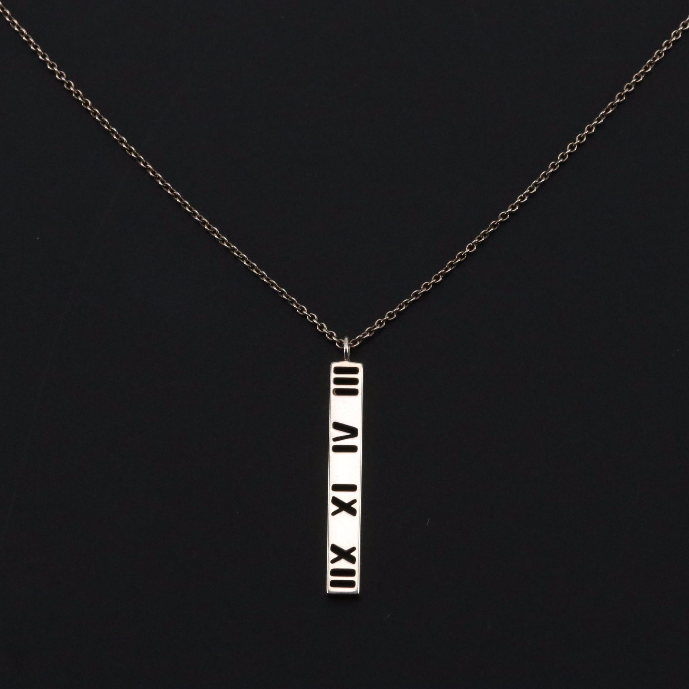 Tiffany & Co. Sterling "Atlas" Bar Pendant Necklace