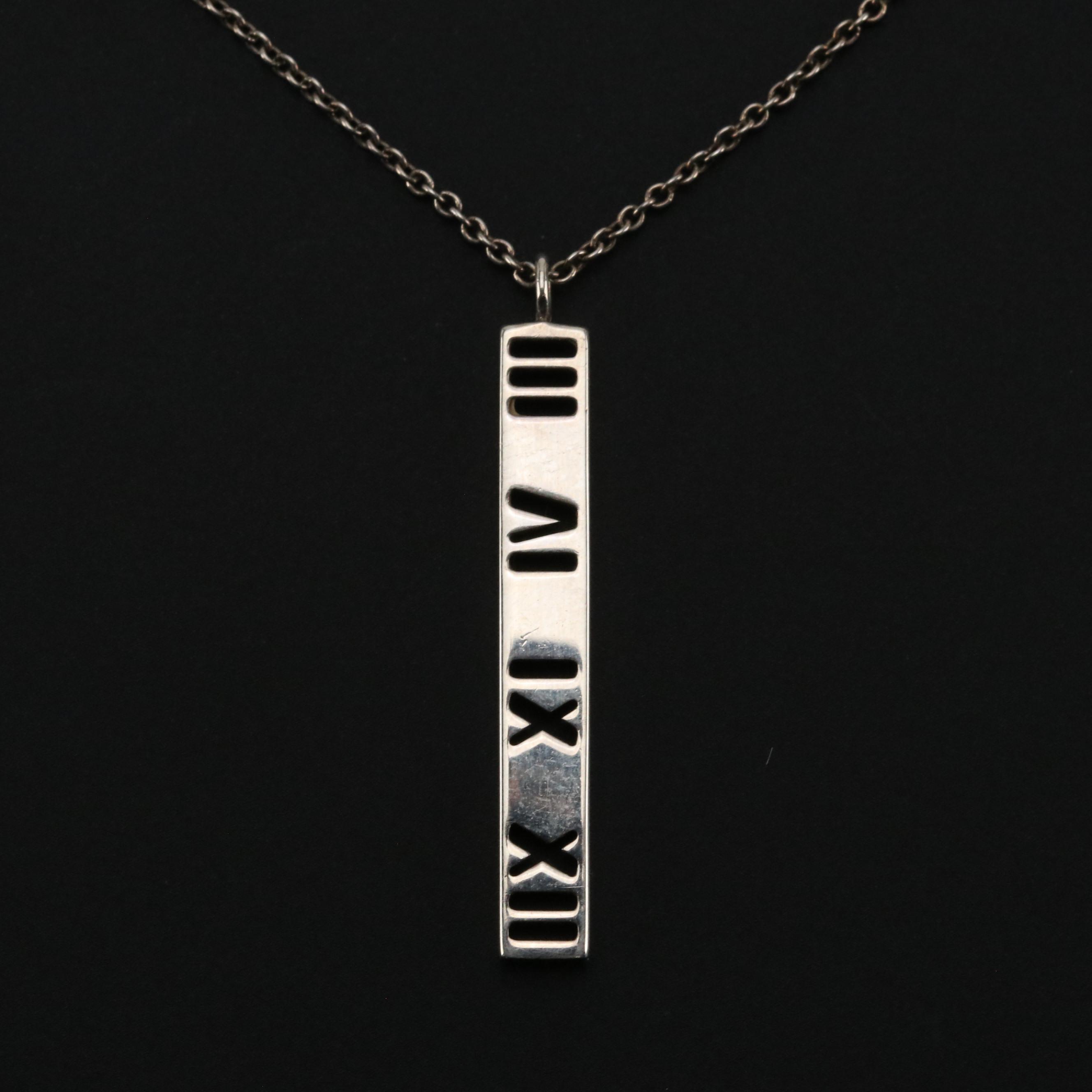 Tiffany & Co. Sterling "Atlas" Bar Pendant Necklace