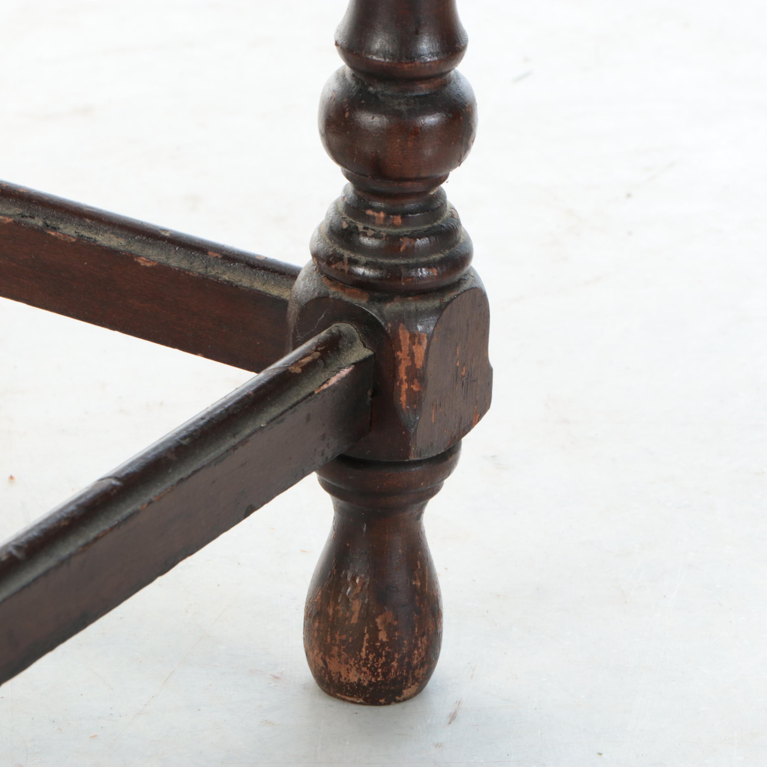 Jacobean Style Walnut Finish End Tables, 1930s