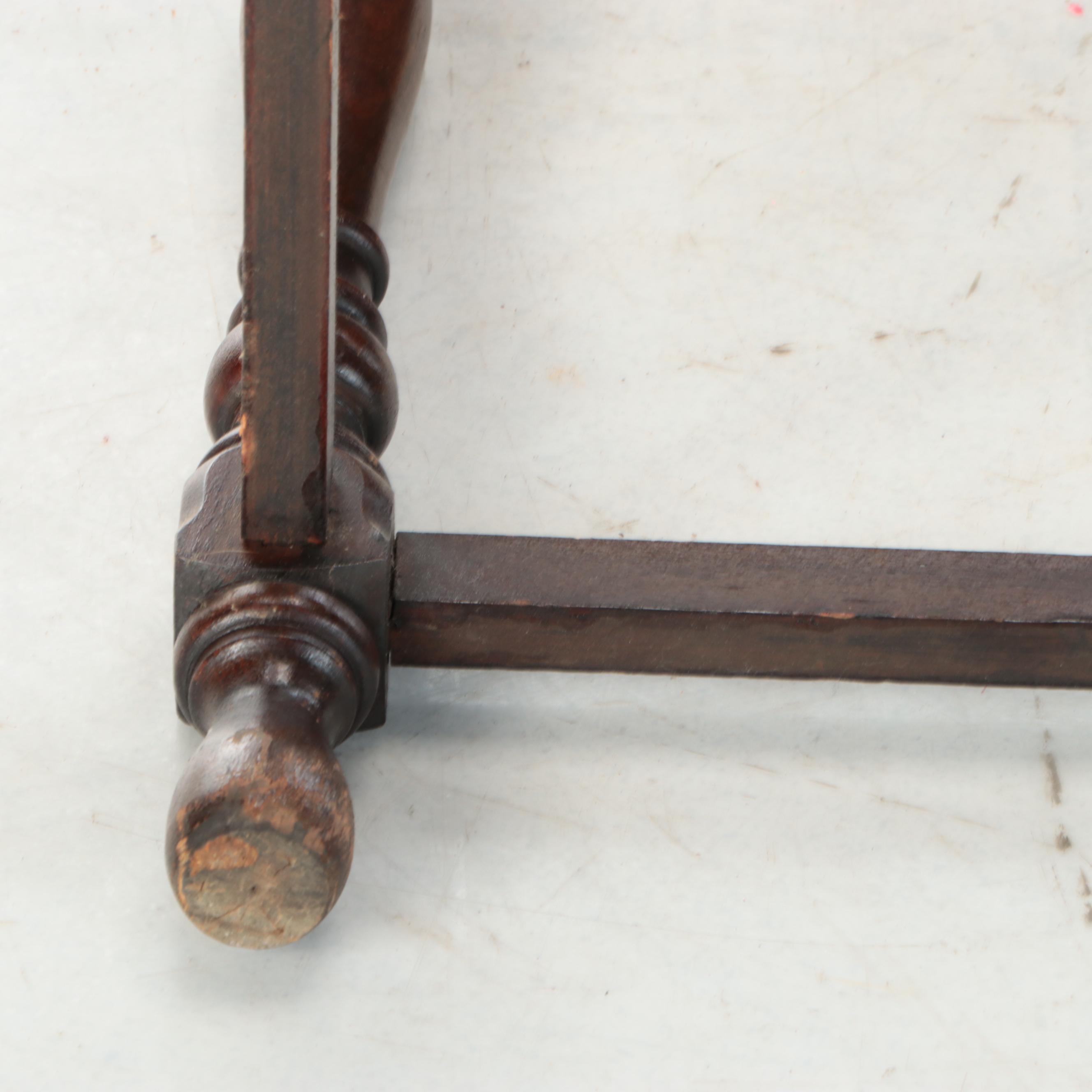 Jacobean Style Walnut Finish End Tables, 1930s