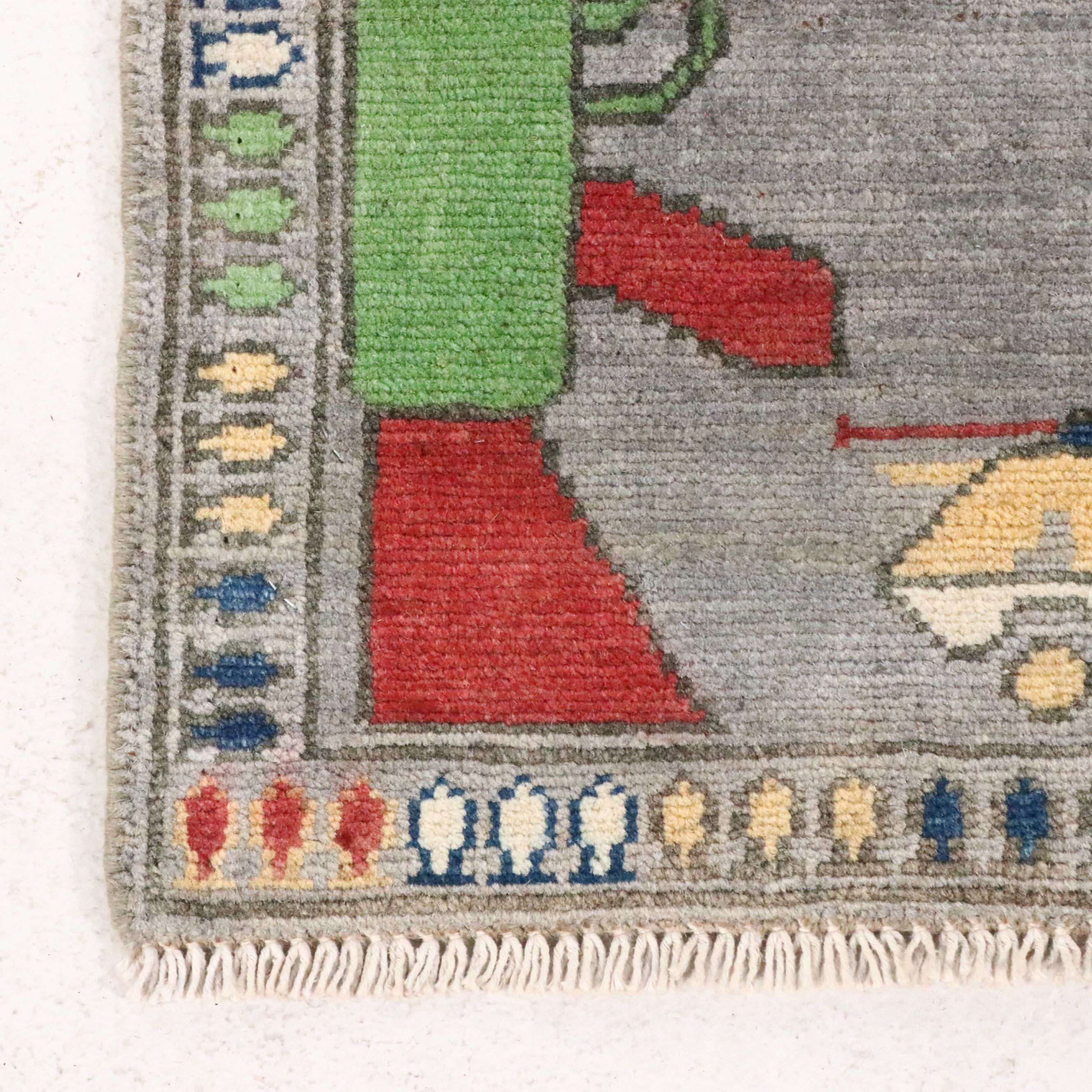 2'9 x 9'8 Hand-Knotted Afghan Pictorial War Rug Carpet Runner