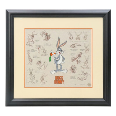 Lumicel "Bugs Bunny" Hand-Painted Cel Over Offset Lithograph Lumicel "Bugs Bunny" Hand-Painted Cel Over Offset Lithograph