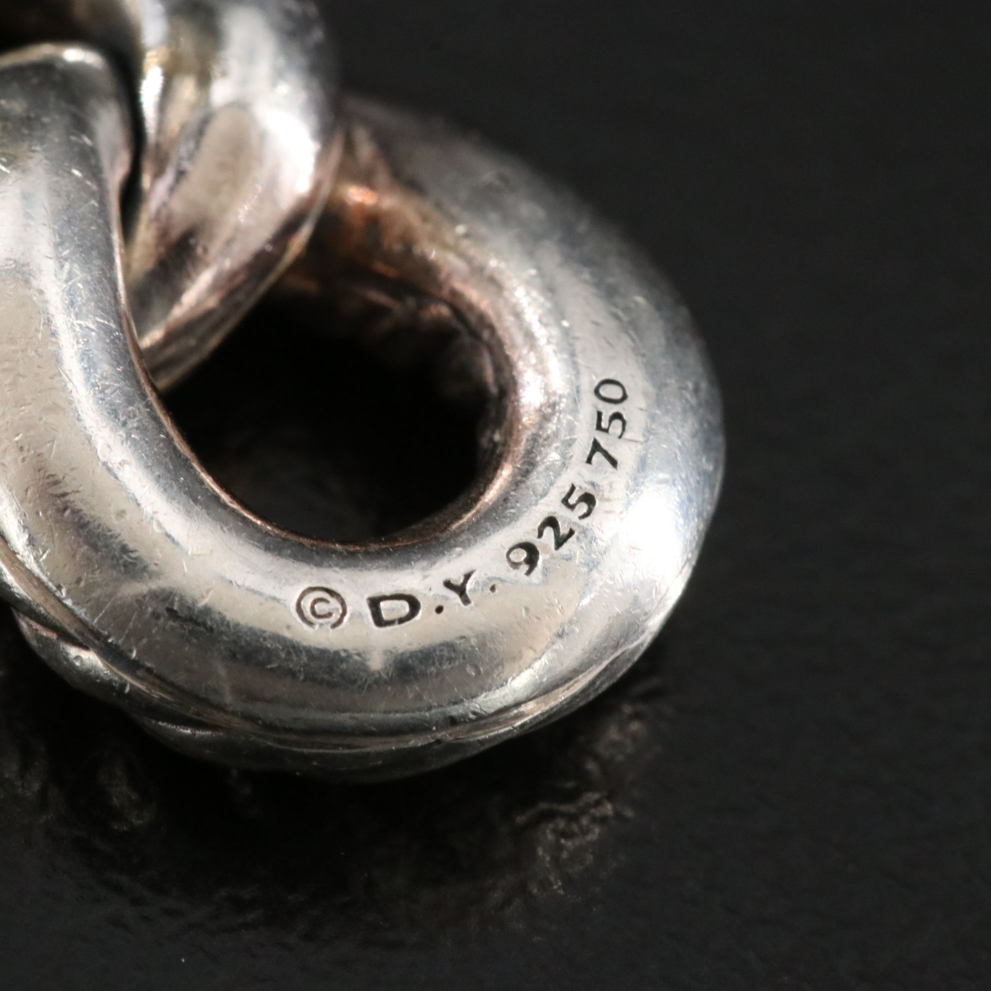 David Yurman Belmont Sterling and 18K Curb Link Earrings