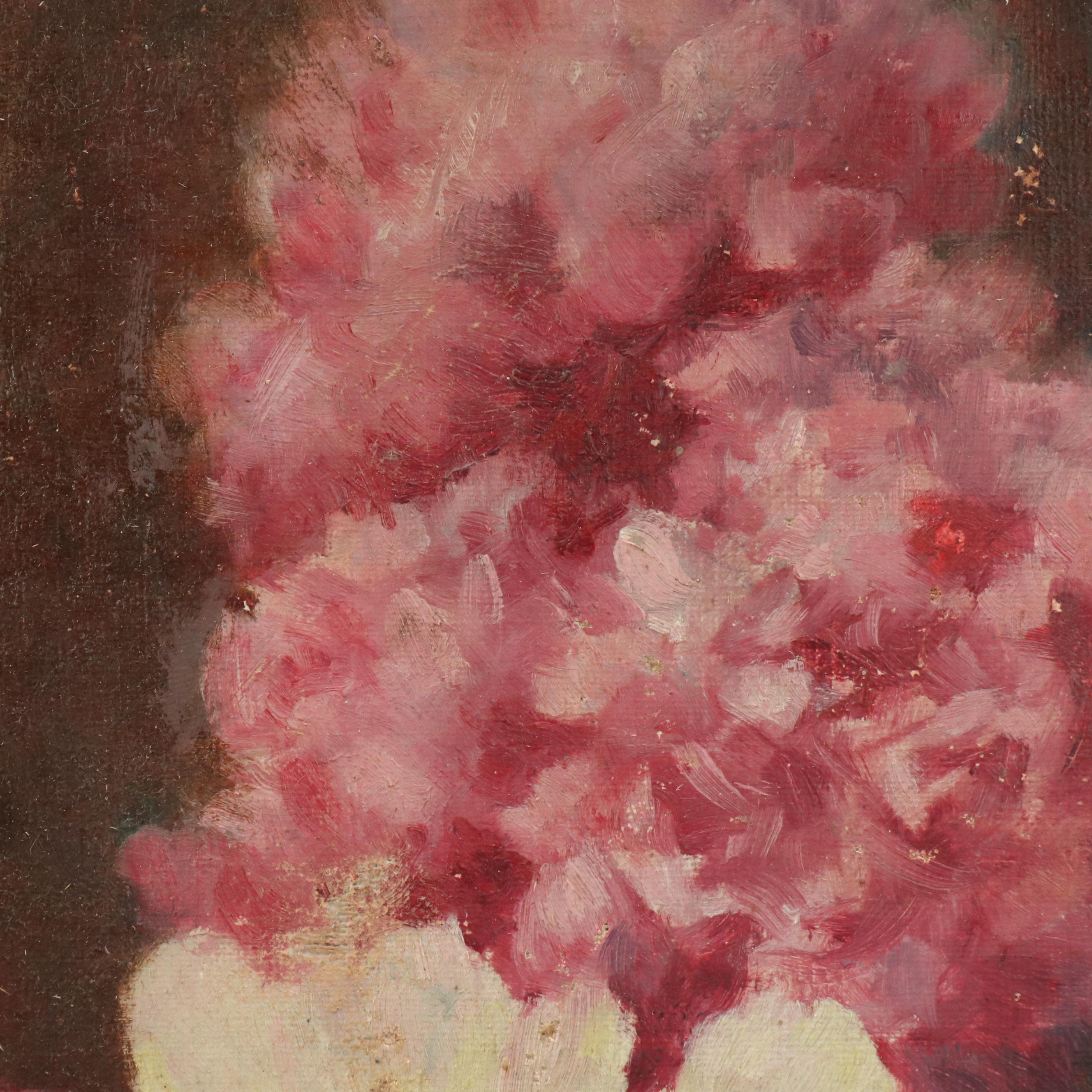 French School Still Life Oil Painting "Naive Bouquet," 20th Century