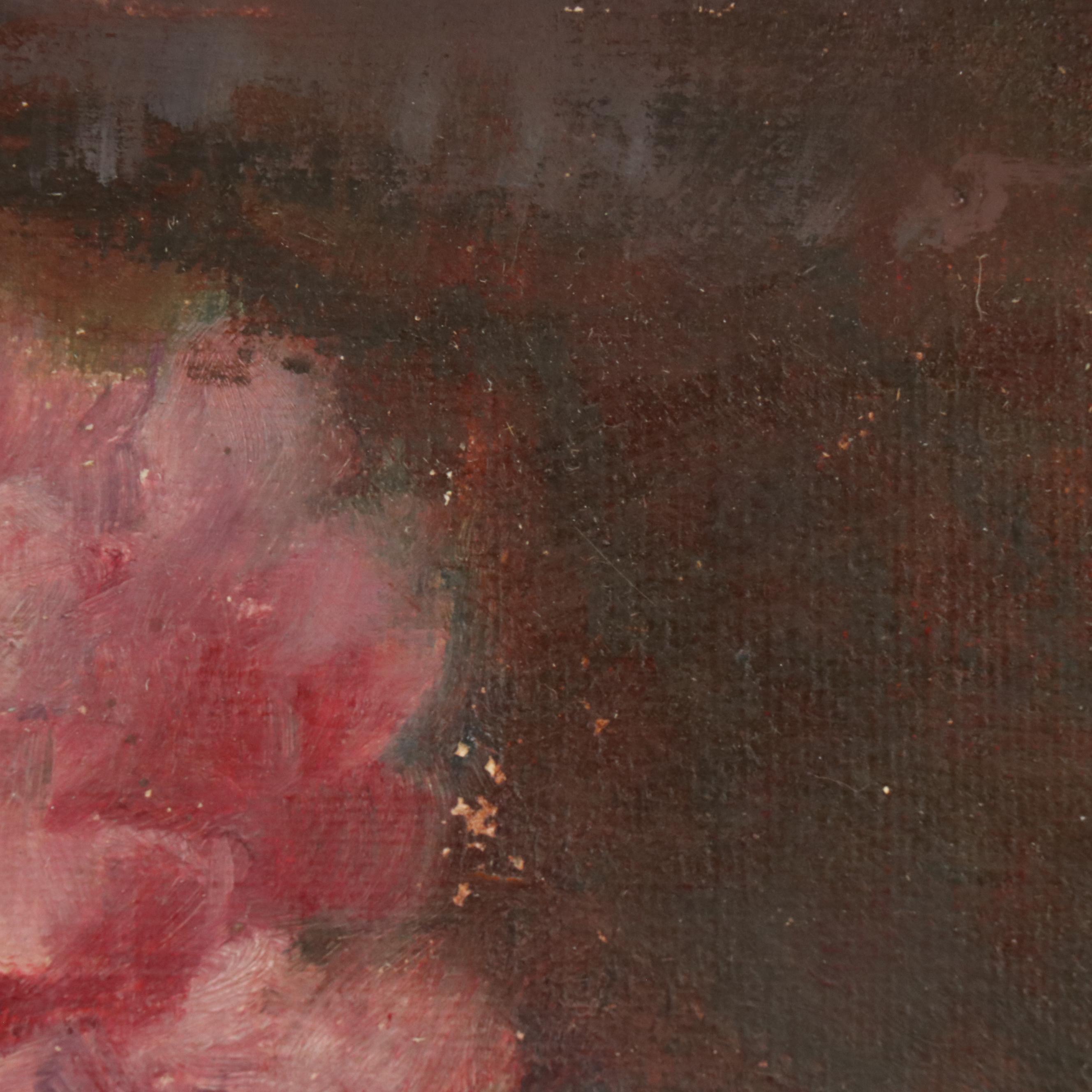 French School Still Life Oil Painting "Naive Bouquet," 20th Century