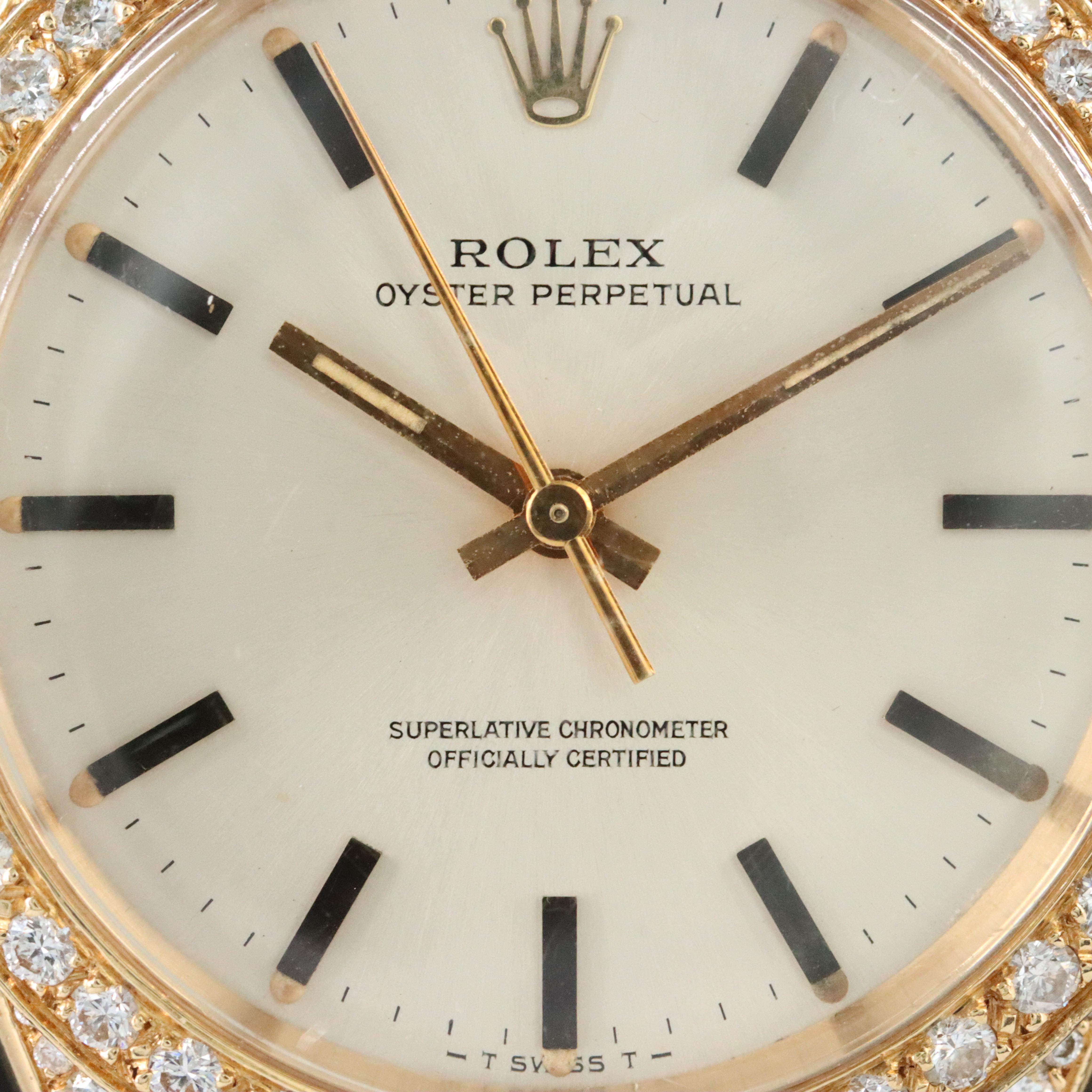 1955 Rolex Custom Diamond 18K Oyster Perpetual 6564 Watch