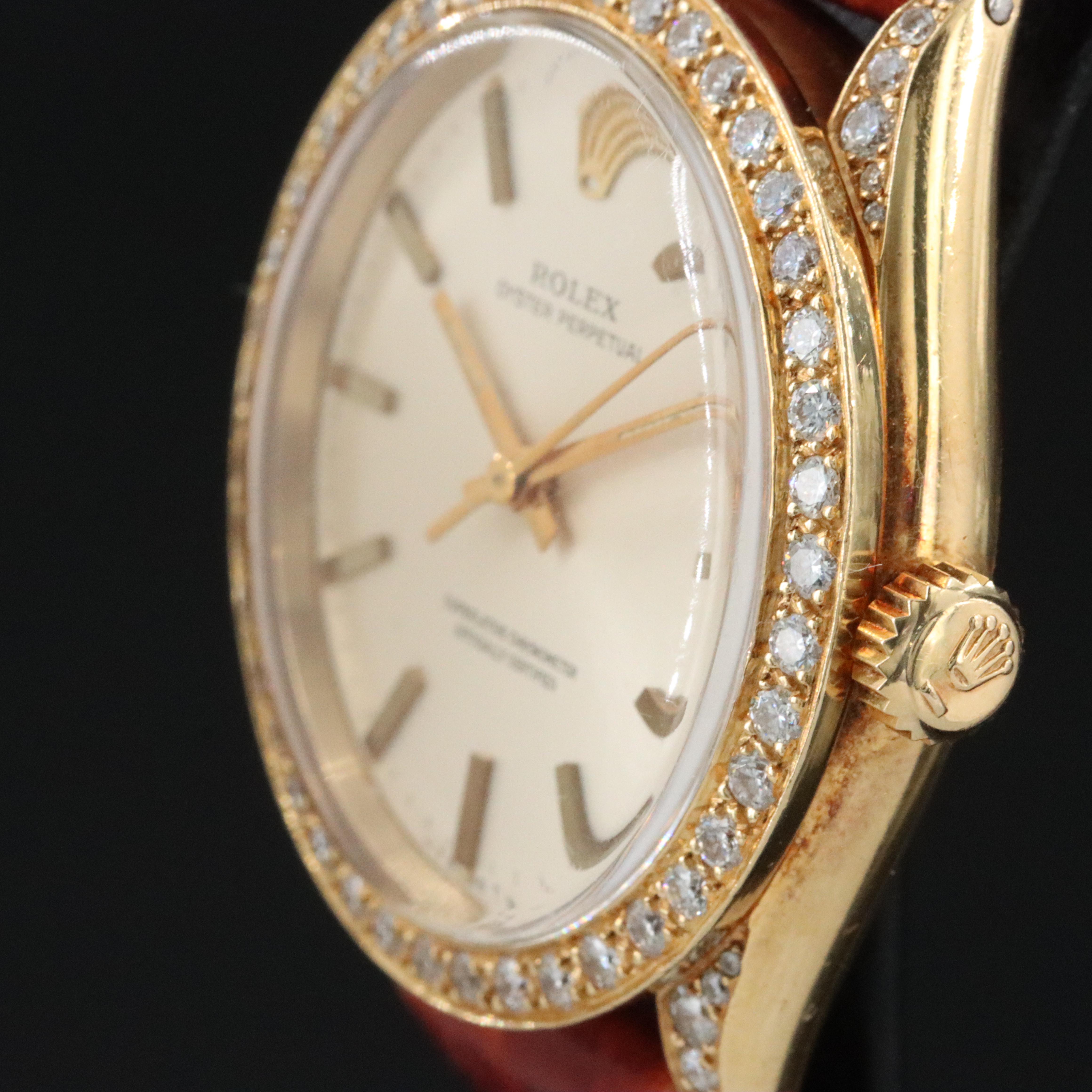1955 Rolex Custom Diamond 18K Oyster Perpetual 6564 Watch
