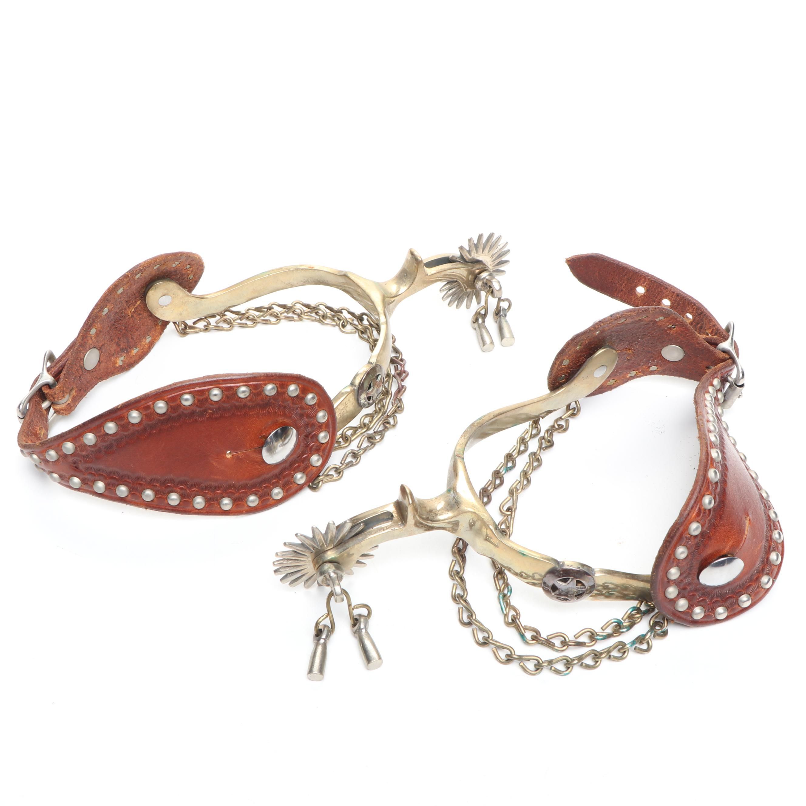 Vintage Western Spurs with Brass Stirrups