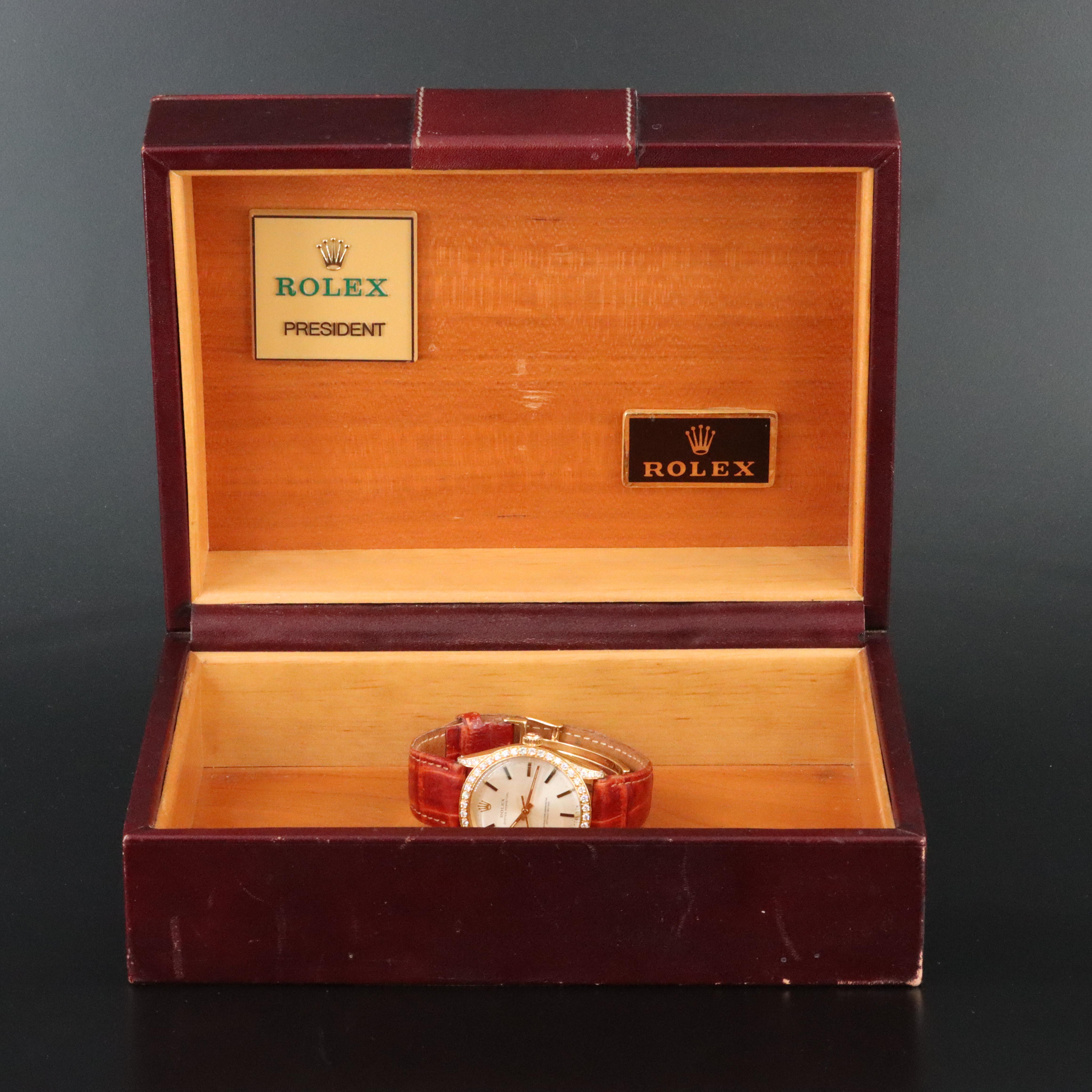 1955 Rolex Custom Diamond 18K Oyster Perpetual 6564 Watch