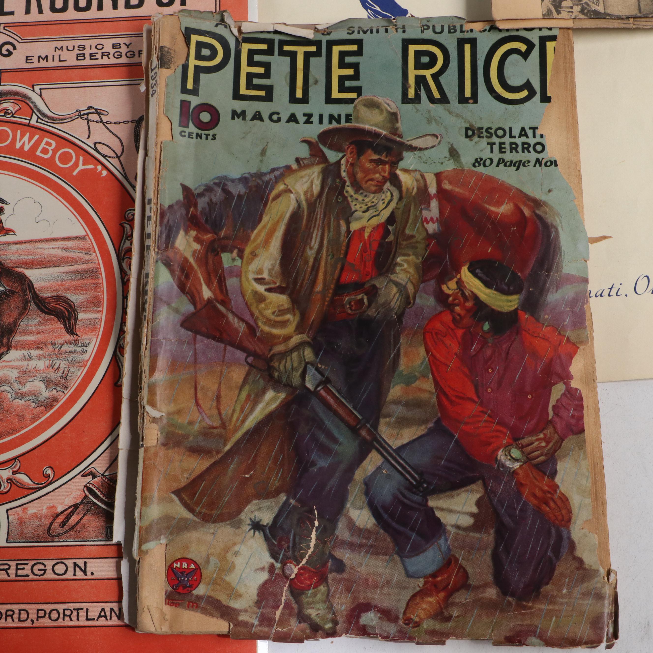 "Buffalo Bill" with Other Western Book, Sheet Music, Postcards and More