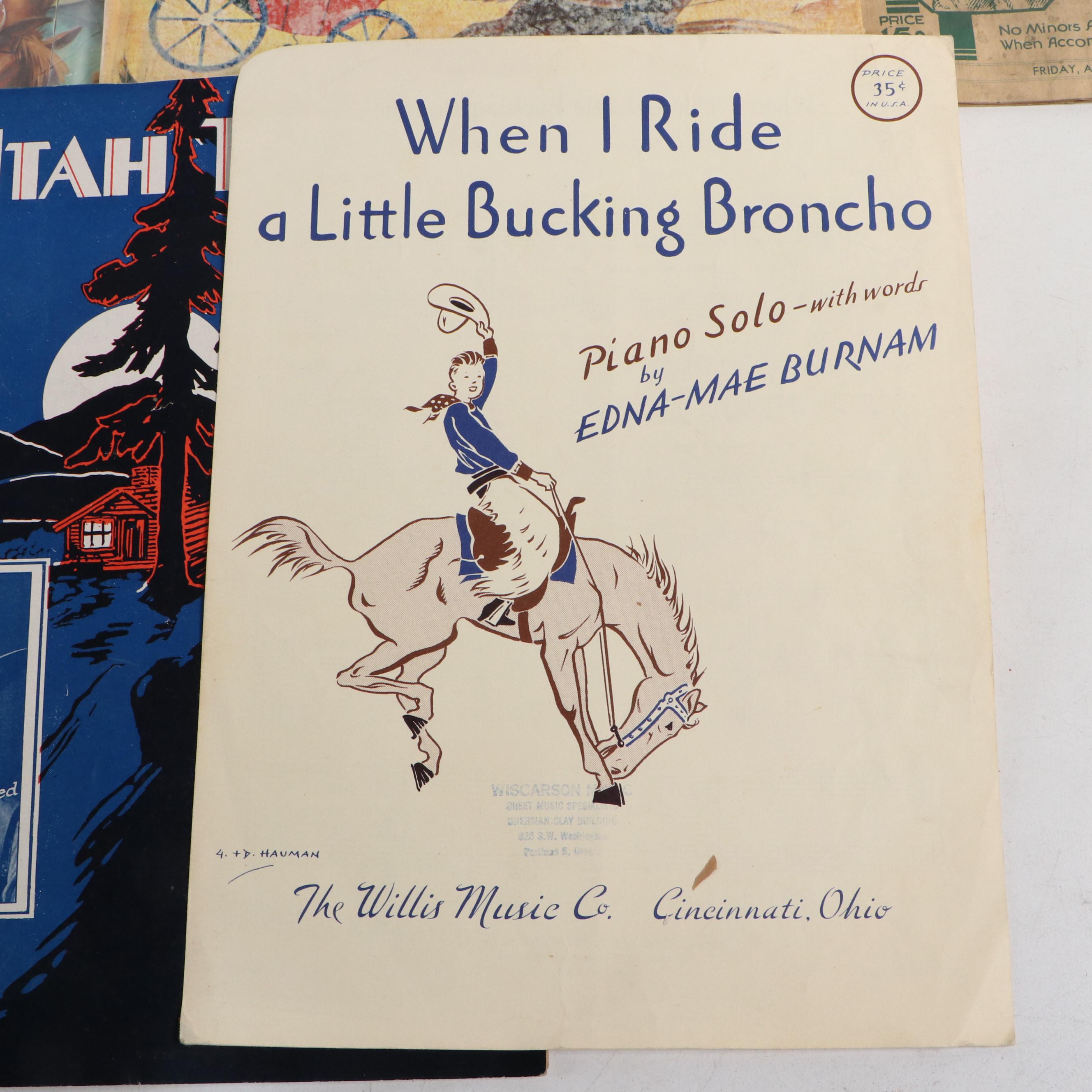 "Buffalo Bill" with Other Western Book, Sheet Music, Postcards and More