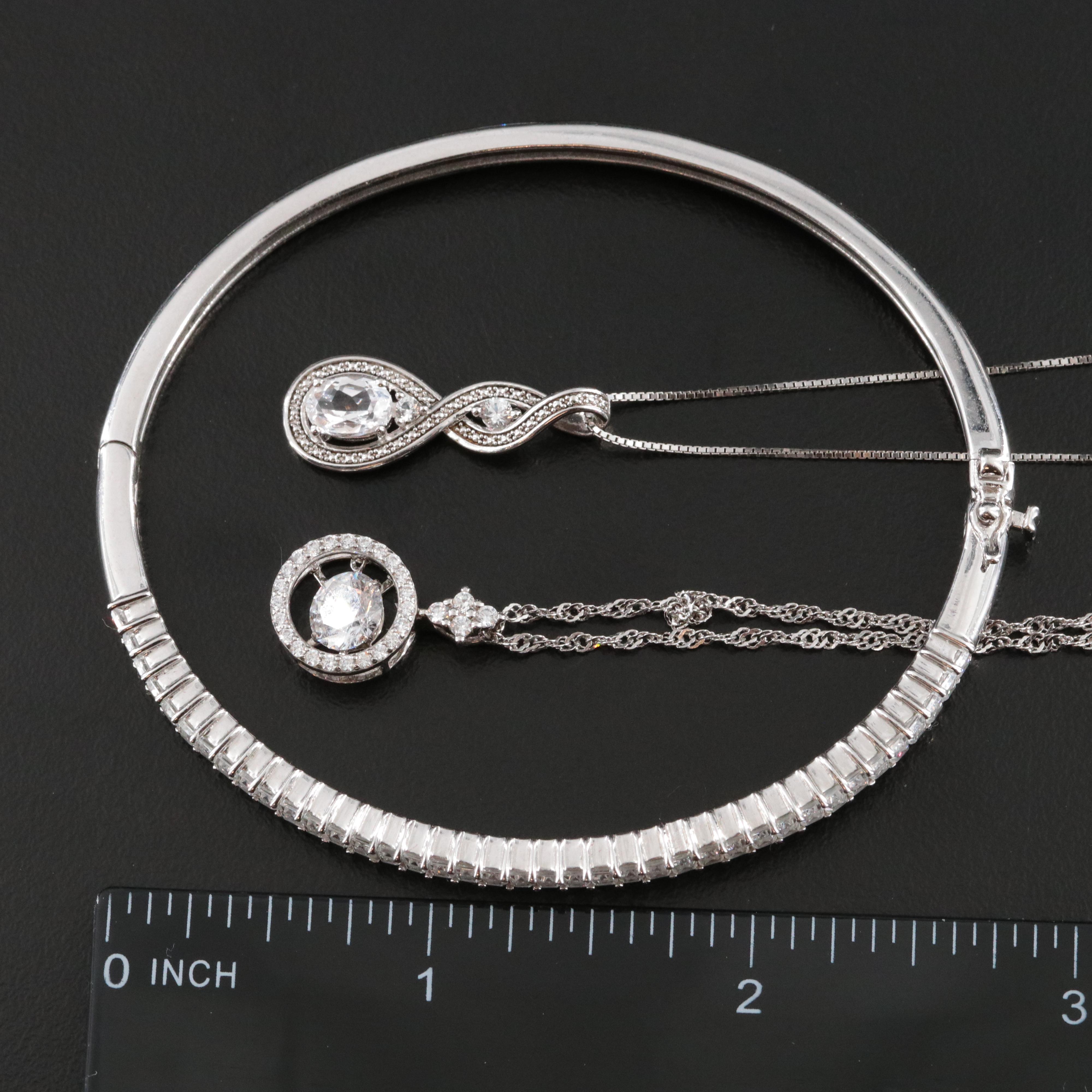 Sterling Moissanite and CZ Necklaces and Bracelets