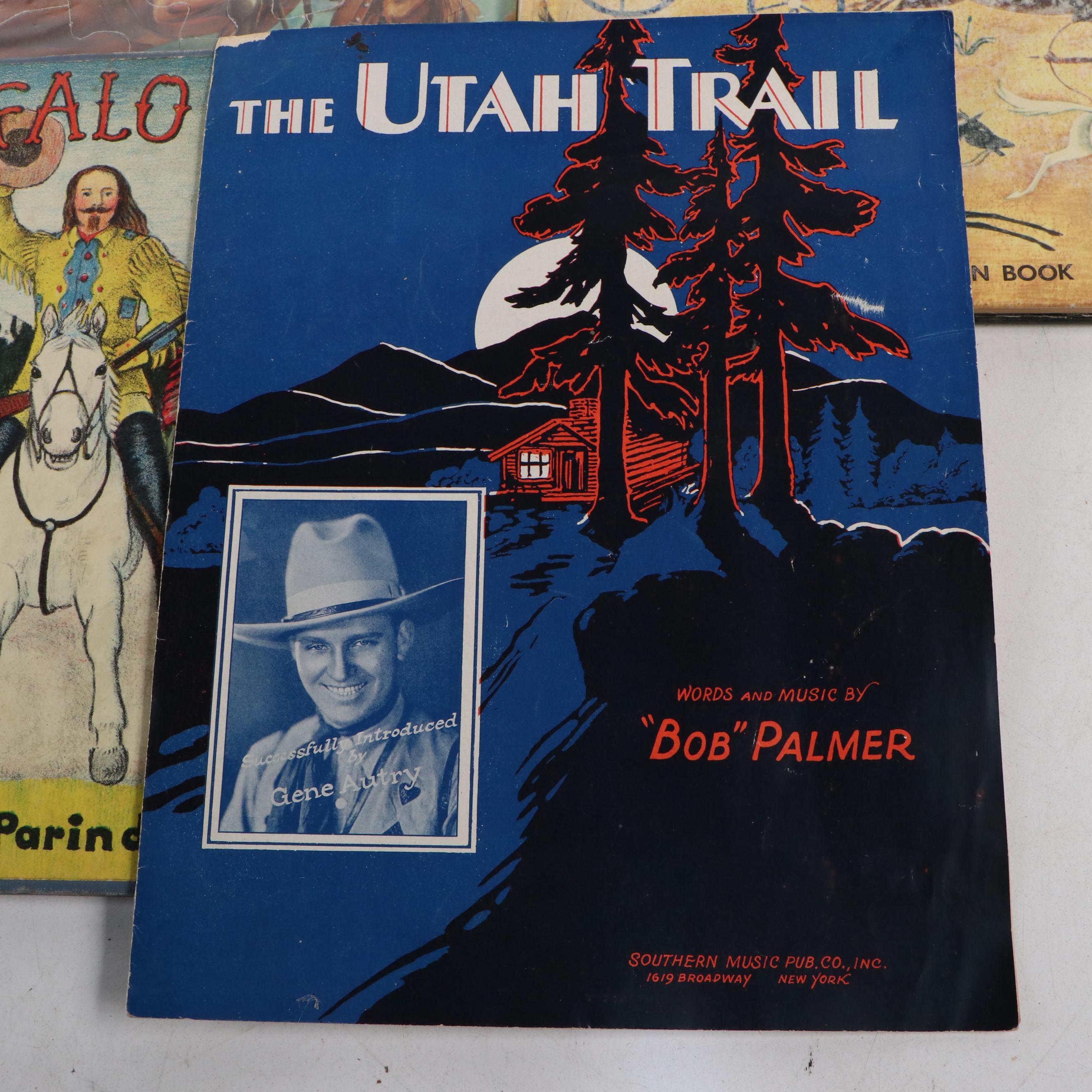 "Buffalo Bill" with Other Western Book, Sheet Music, Postcards and More