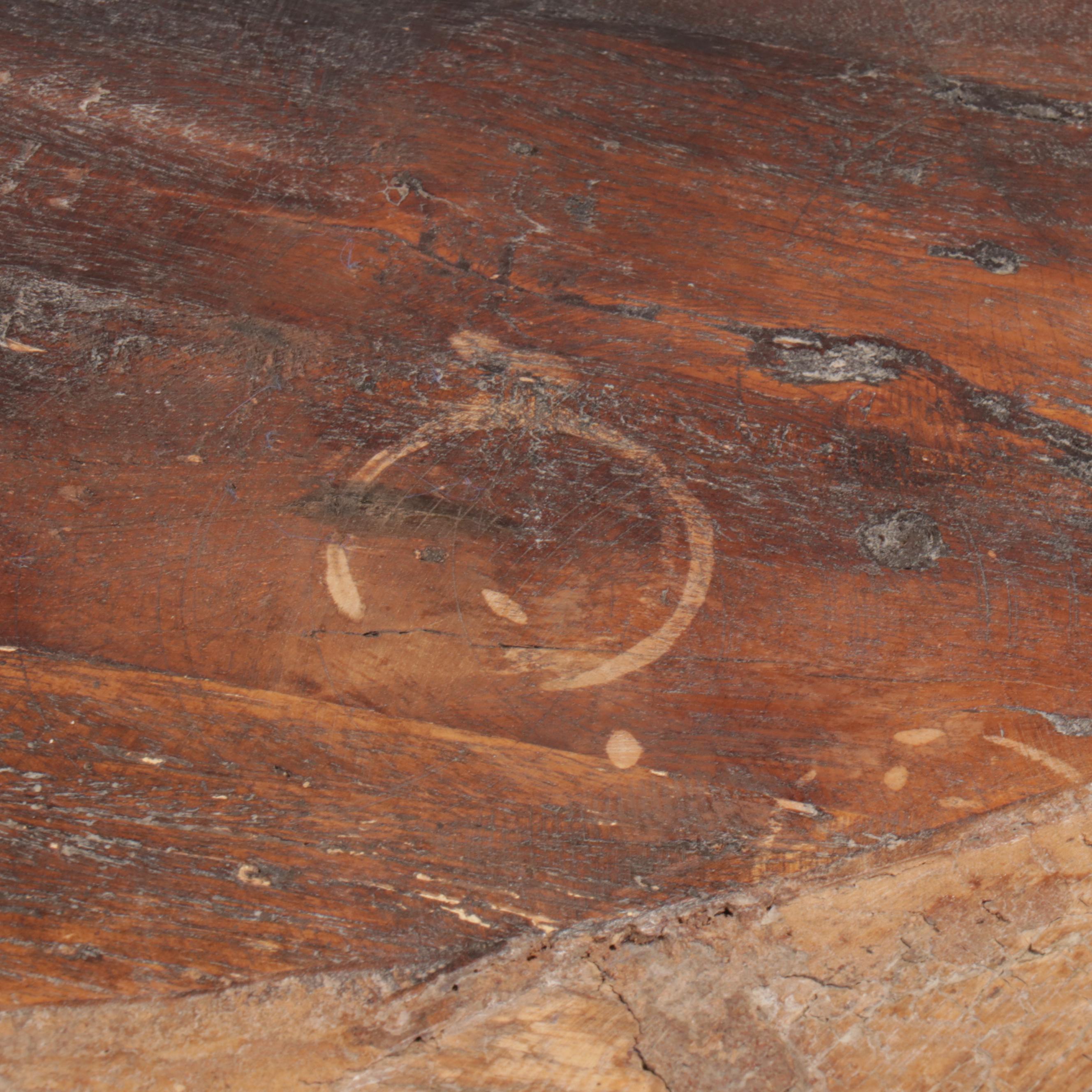 Rustic Wooden Wheel Top Coffee Table