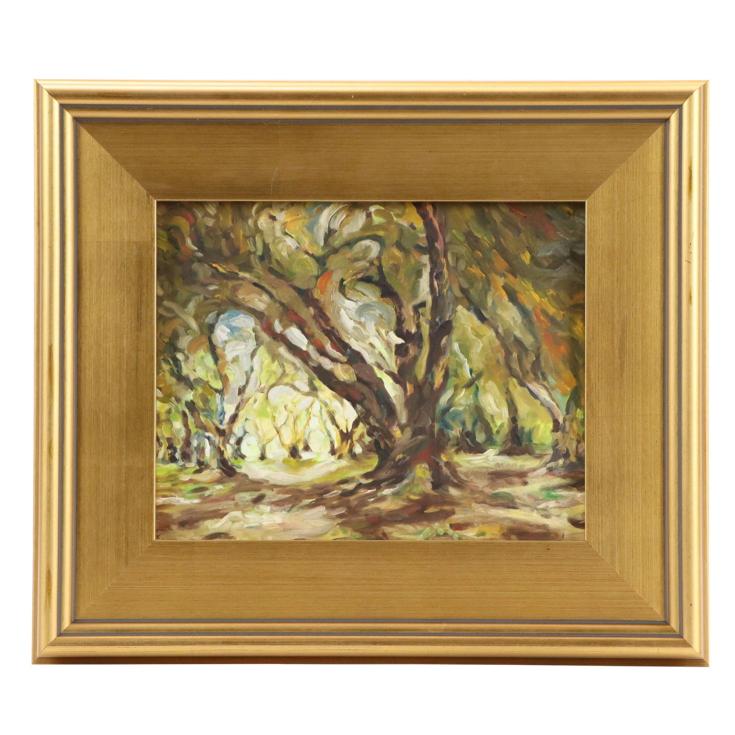 Marina Ivanova Wooded Landscape Oil Painting "Olive Grove," 2020