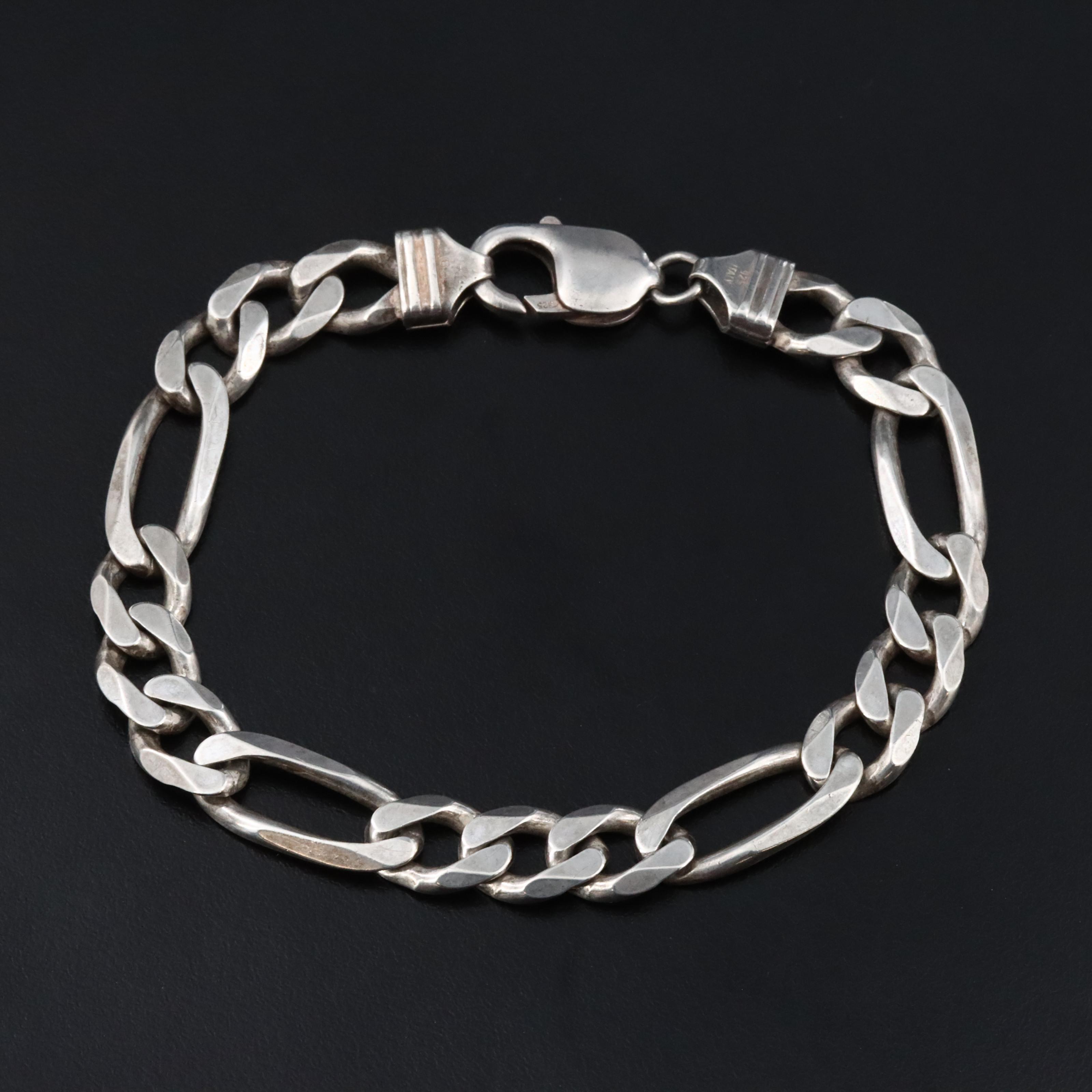 Italian Sterling Figaro Chain Bracelet