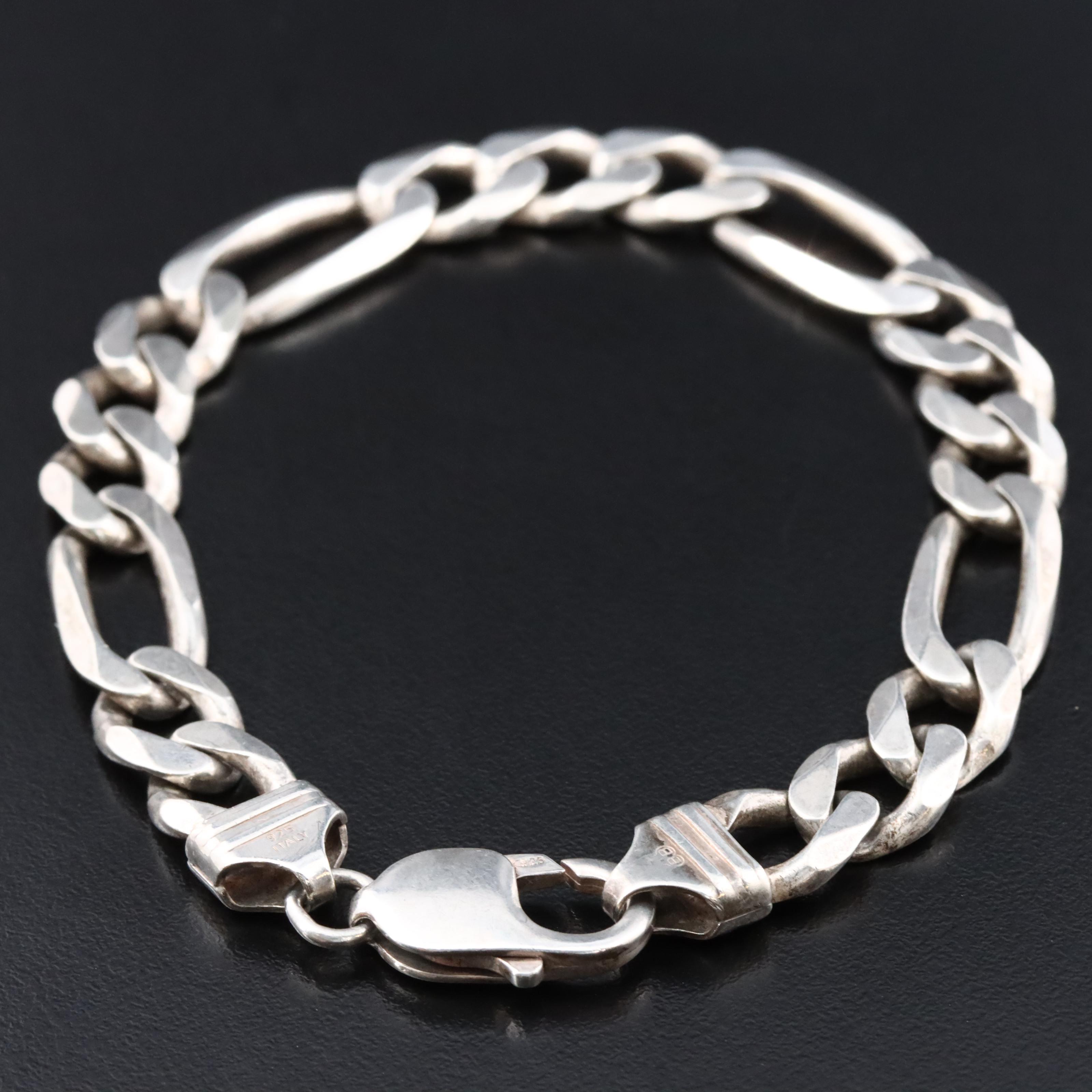Italian Sterling Figaro Chain Bracelet