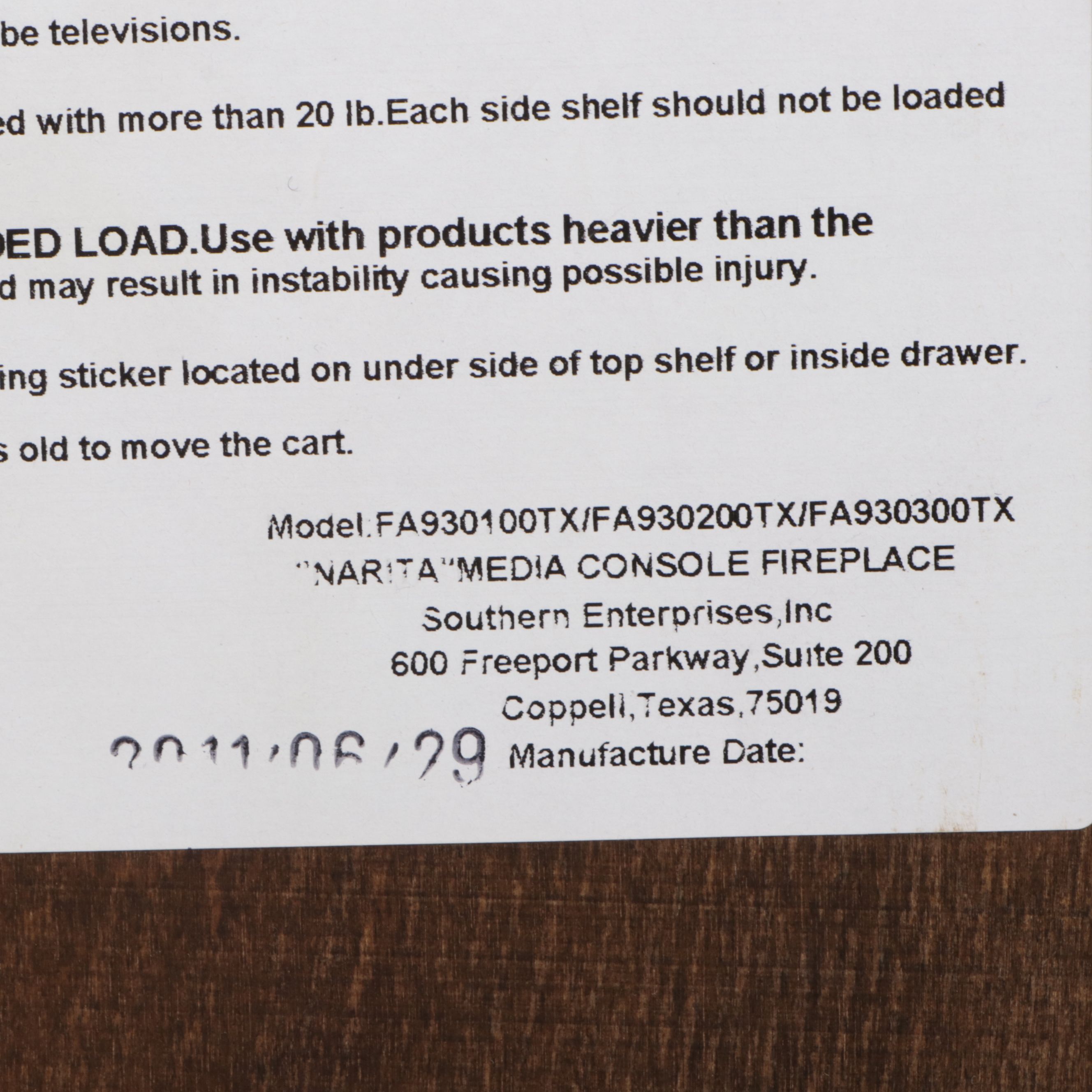 Narita Media Console With Electric Fireplace, 2011