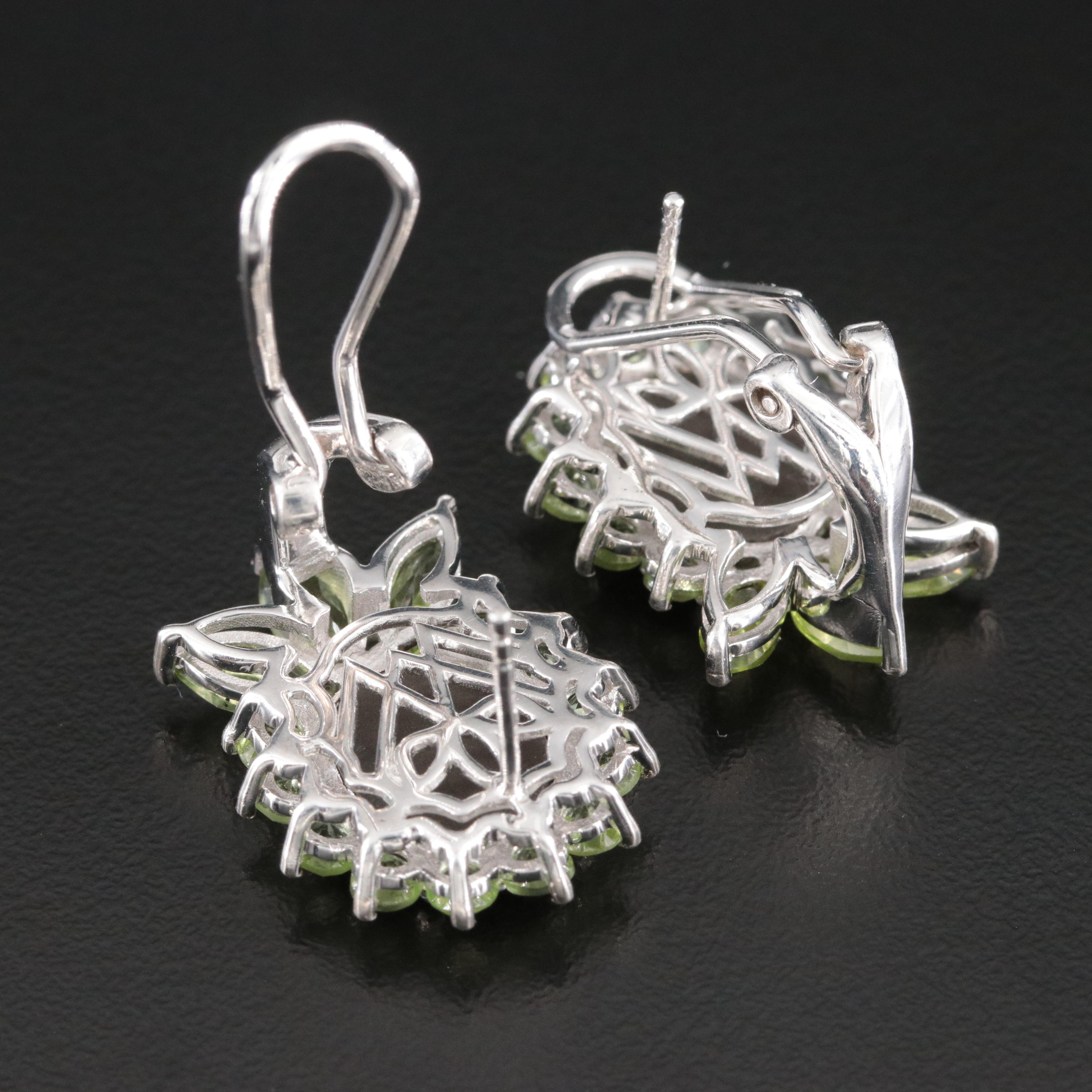 Sterling Ammolite Triplet and Peridot Drop Earrings