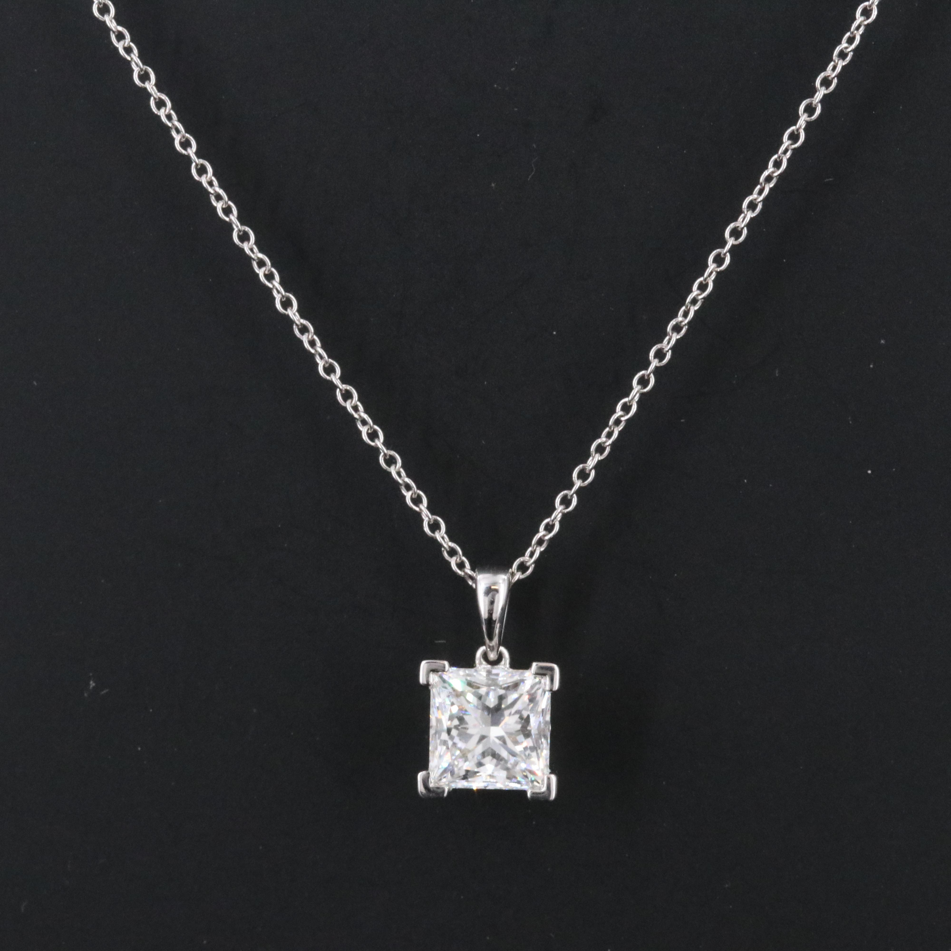 14K 2.10 CT Lab Grown Diamond Solitaire Pendant Necklace with IGI Jewelry Report