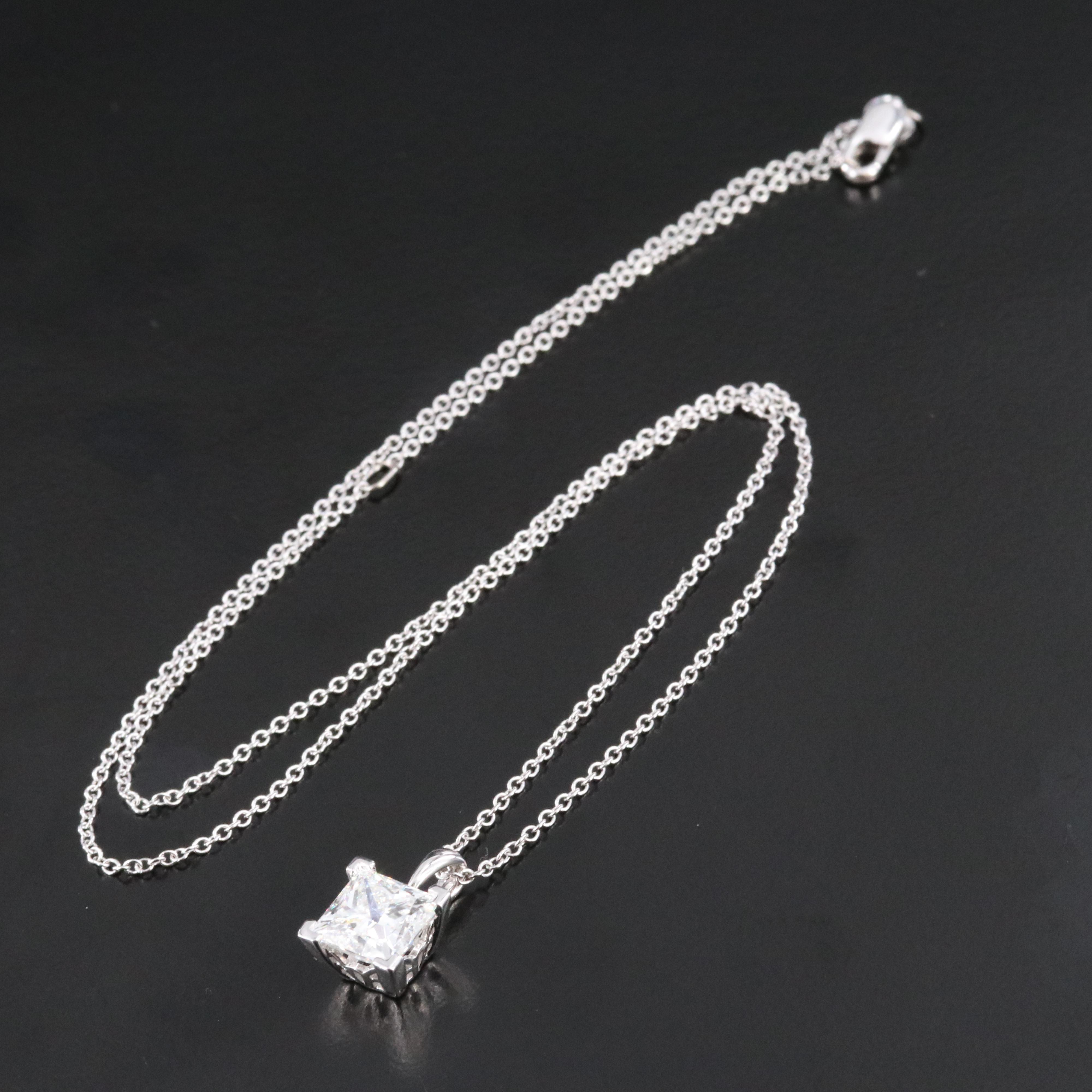 14K 2.10 CT Lab Grown Diamond Solitaire Pendant Necklace with IGI Jewelry Report