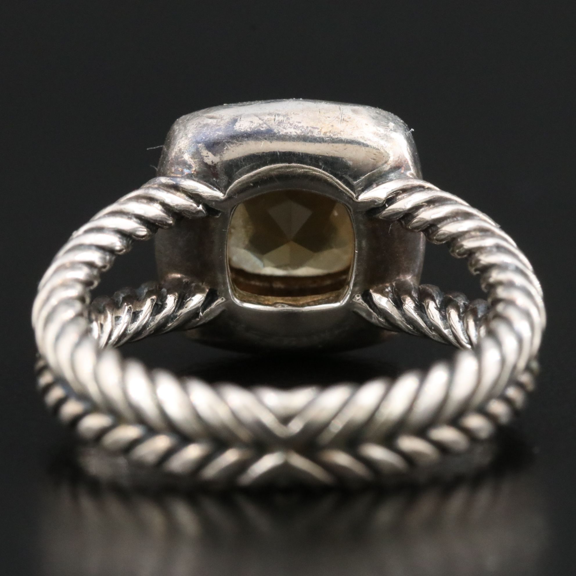 David Yurman Albion Sterling Citrine and Diamond Ring