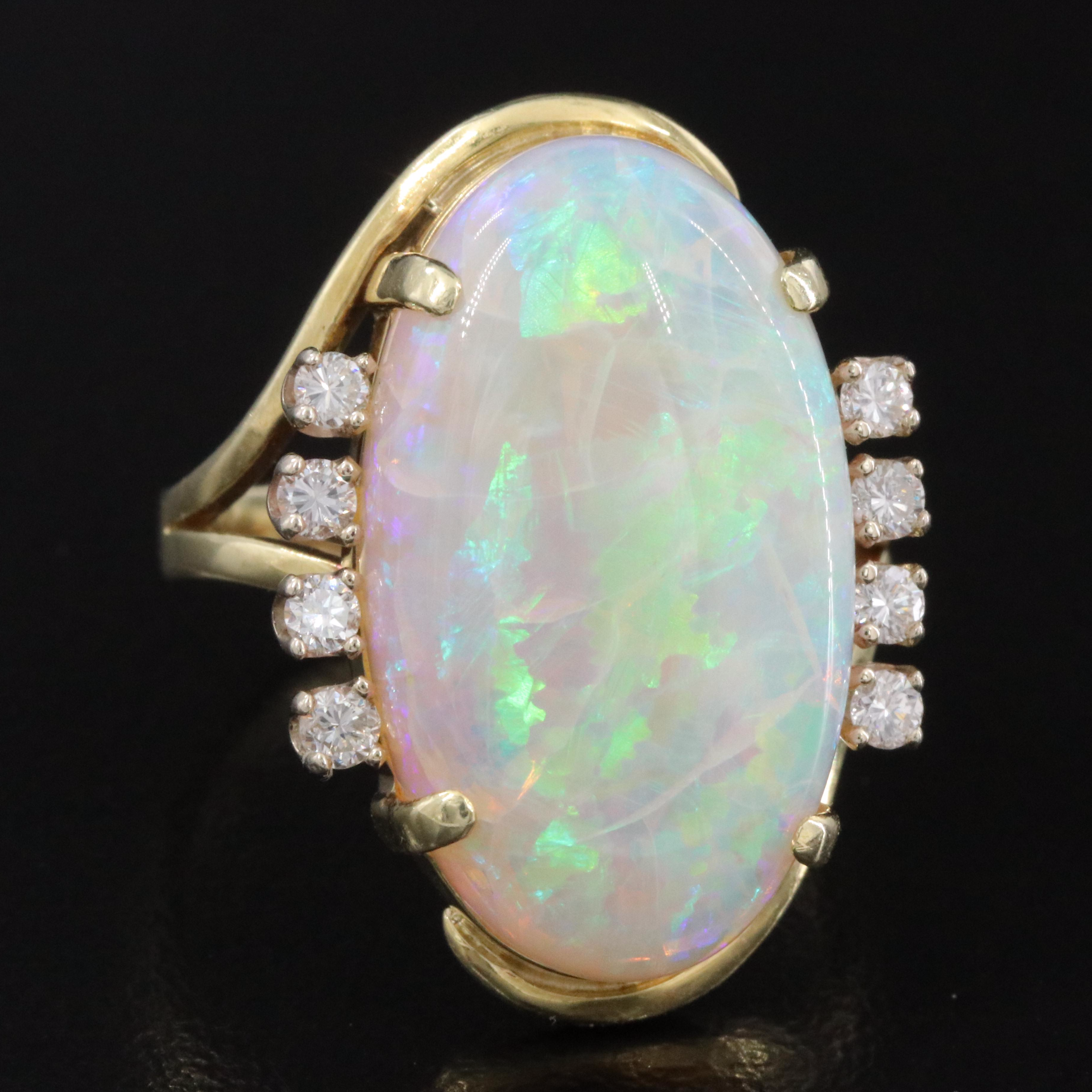 14K Opal and Diamond Ring
