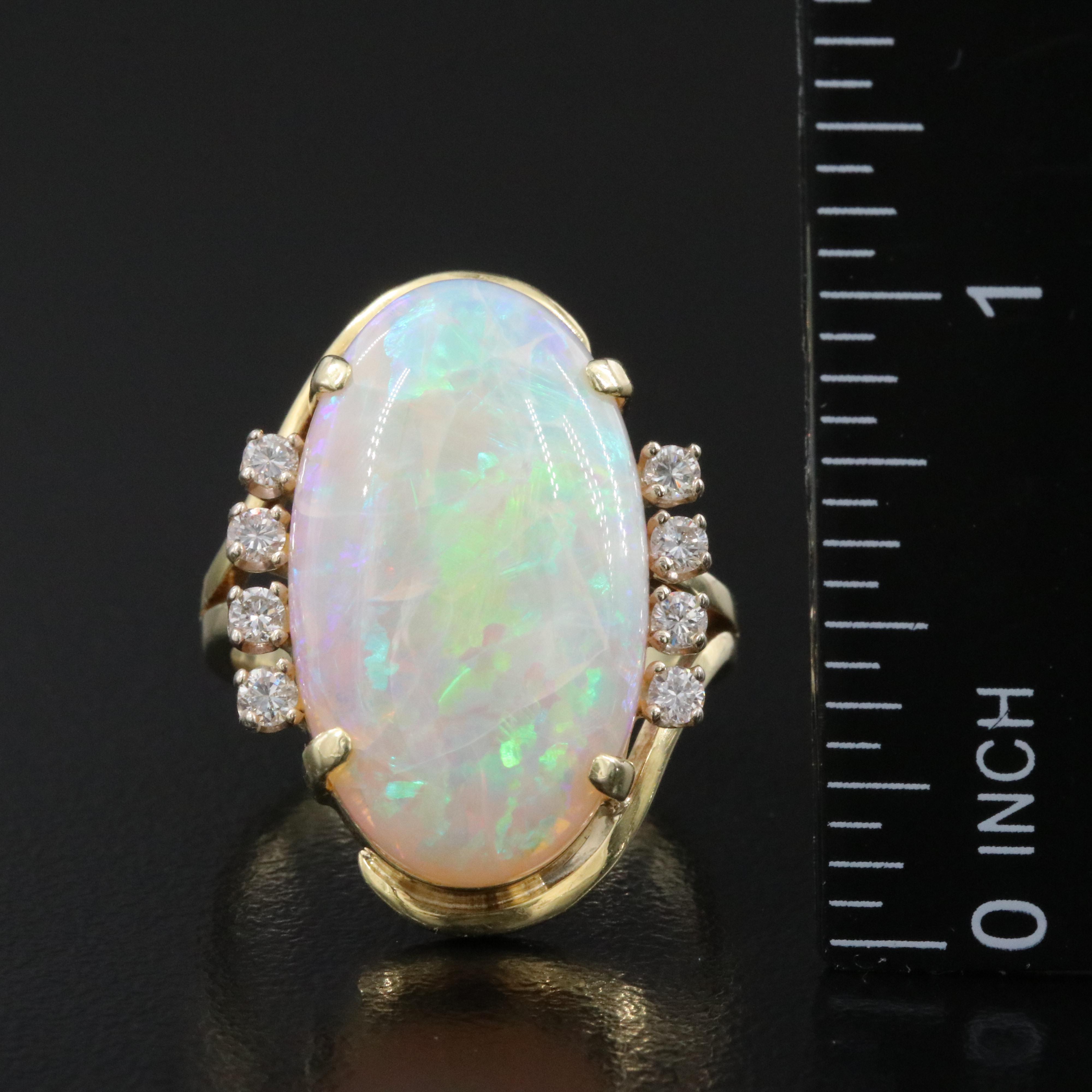 14K Opal and Diamond Ring