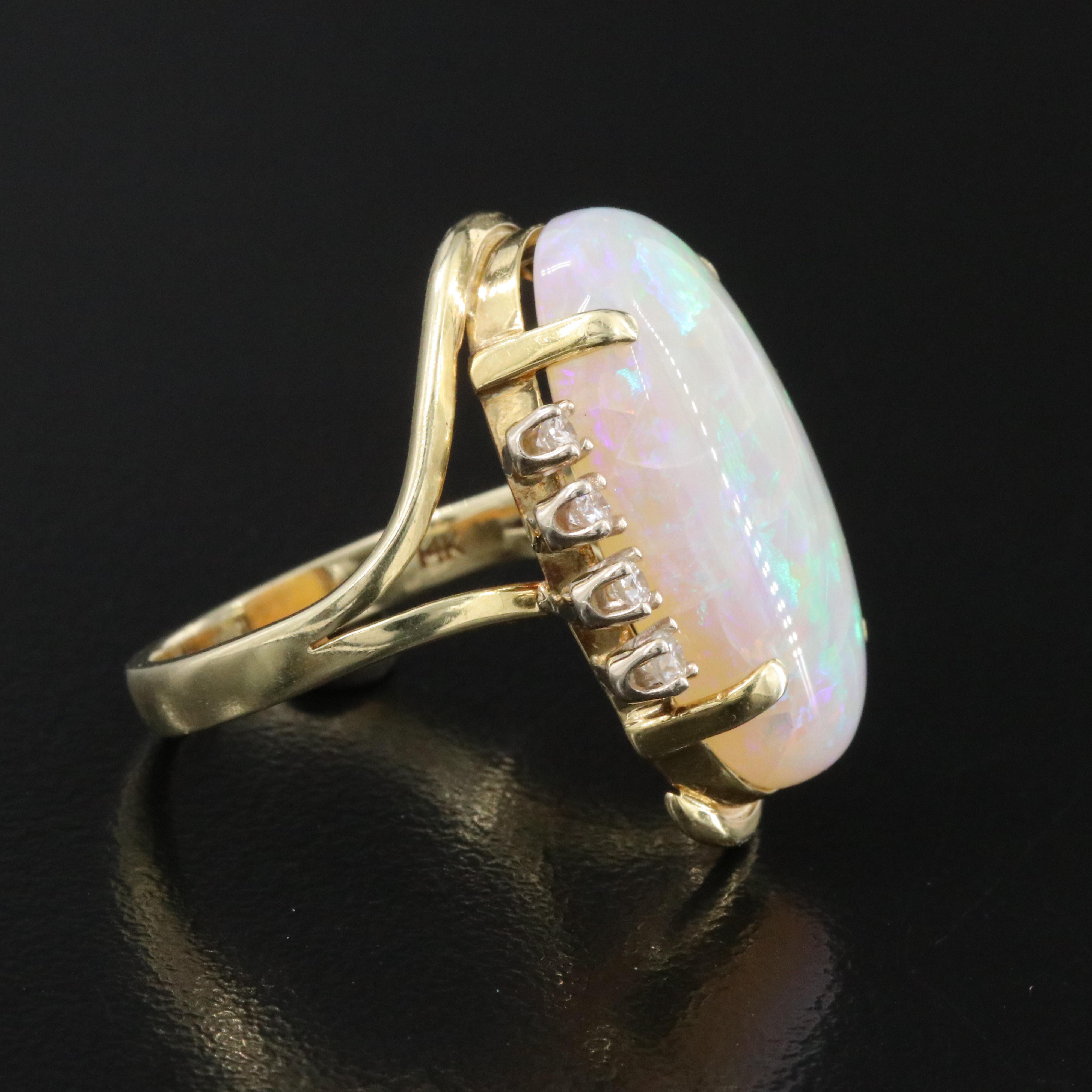 14K Opal and Diamond Ring