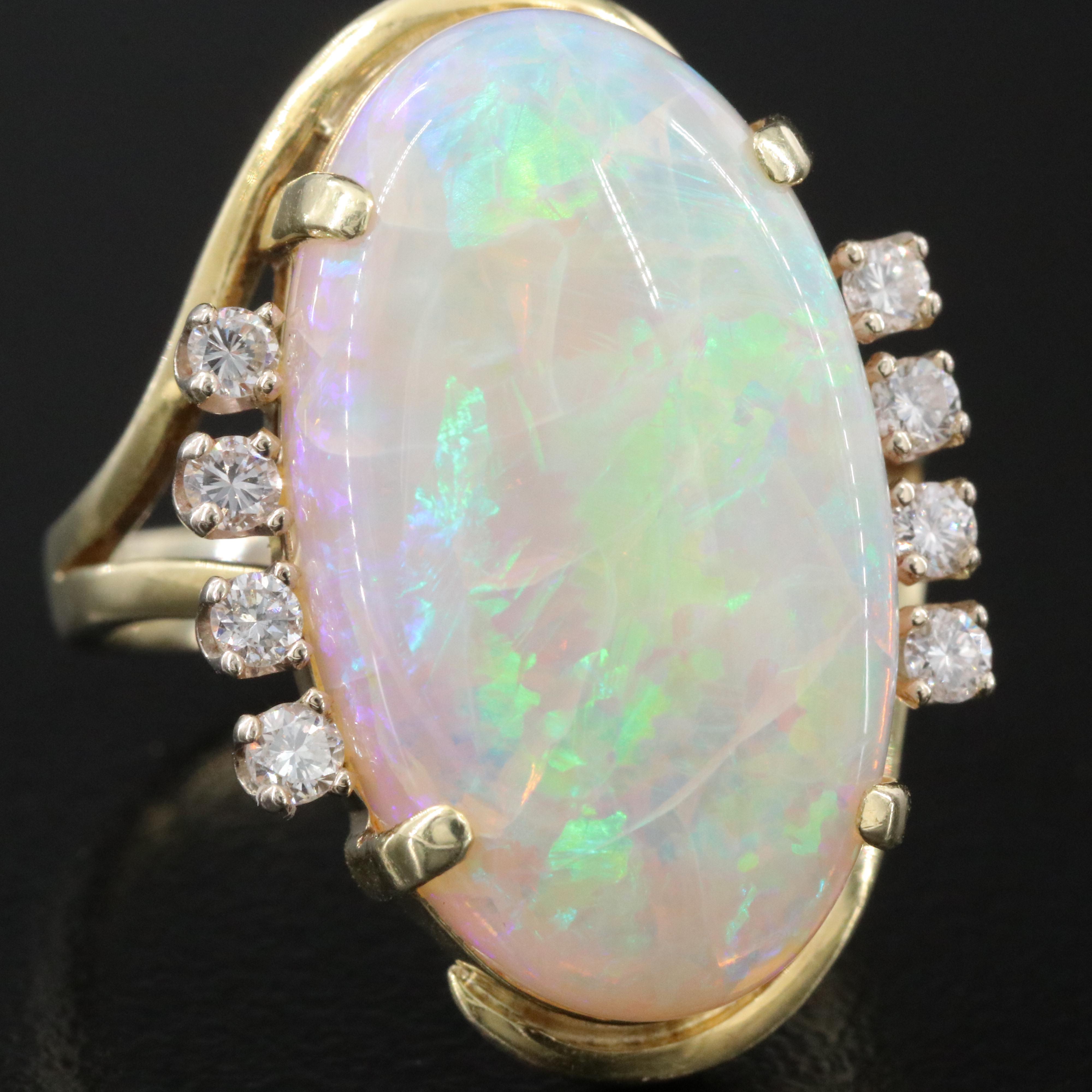 14K Opal and Diamond Ring