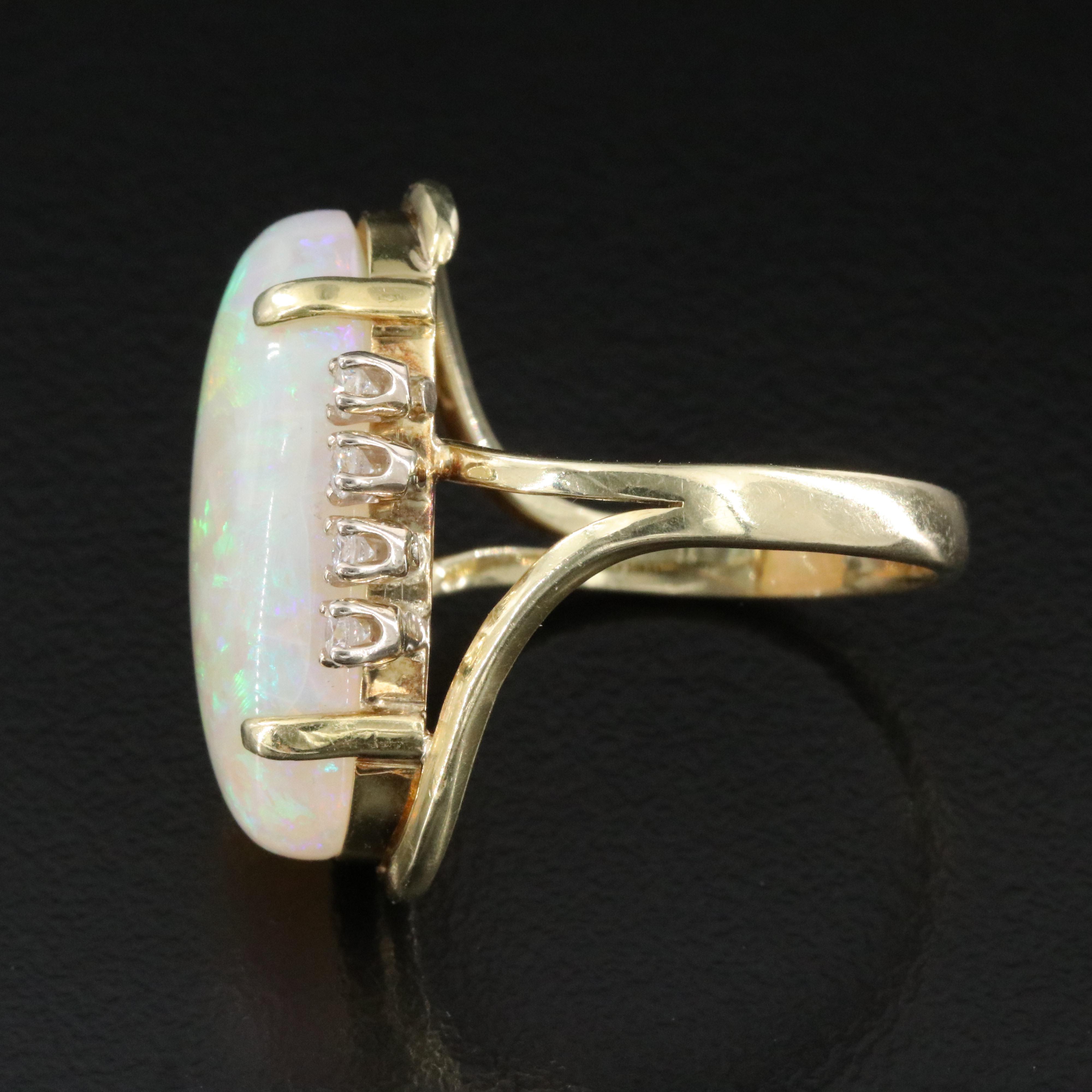 14K Opal and Diamond Ring