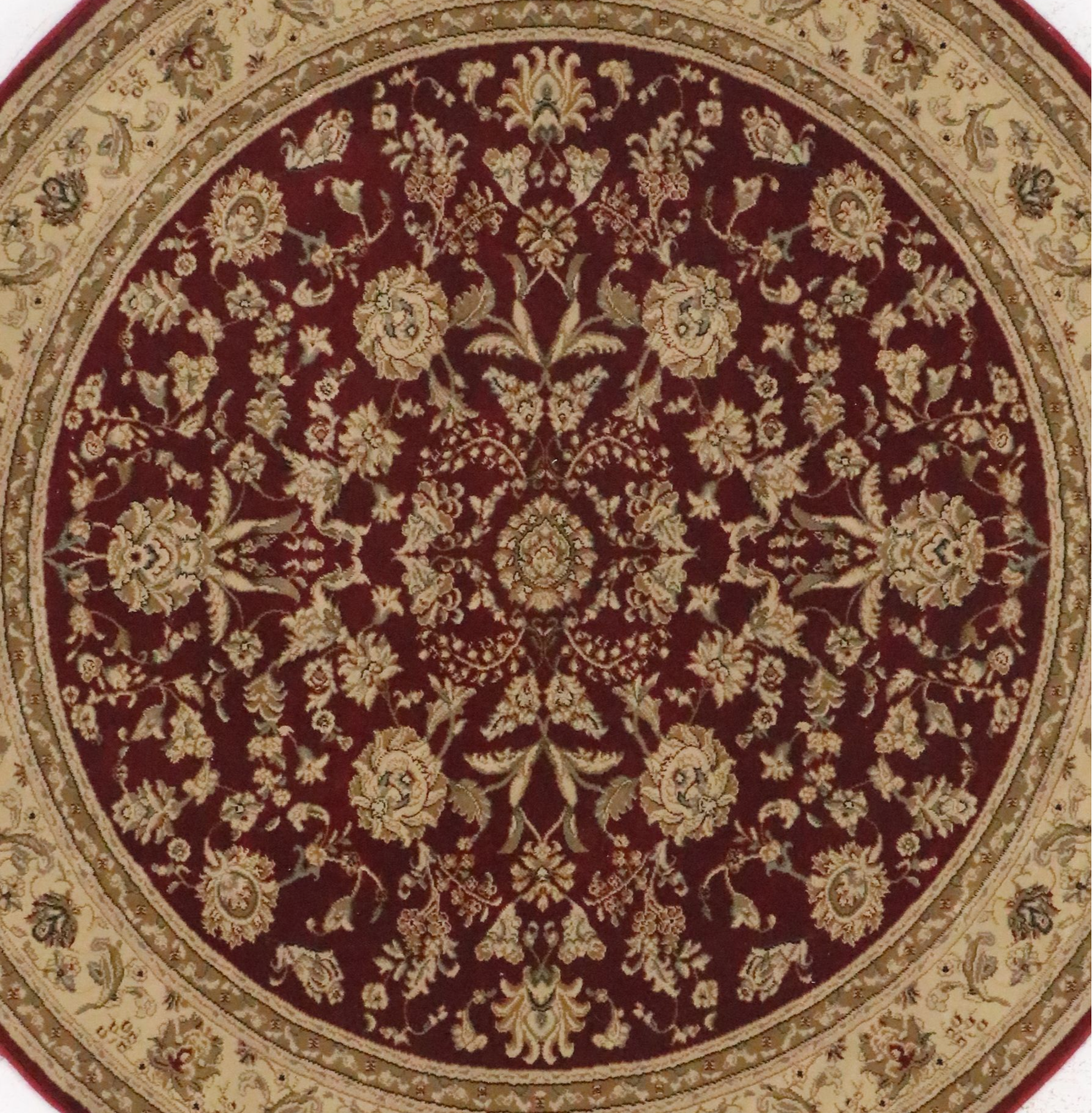 5'2 x 5'2 Machine Made Round Indian Agra Style Area Rug