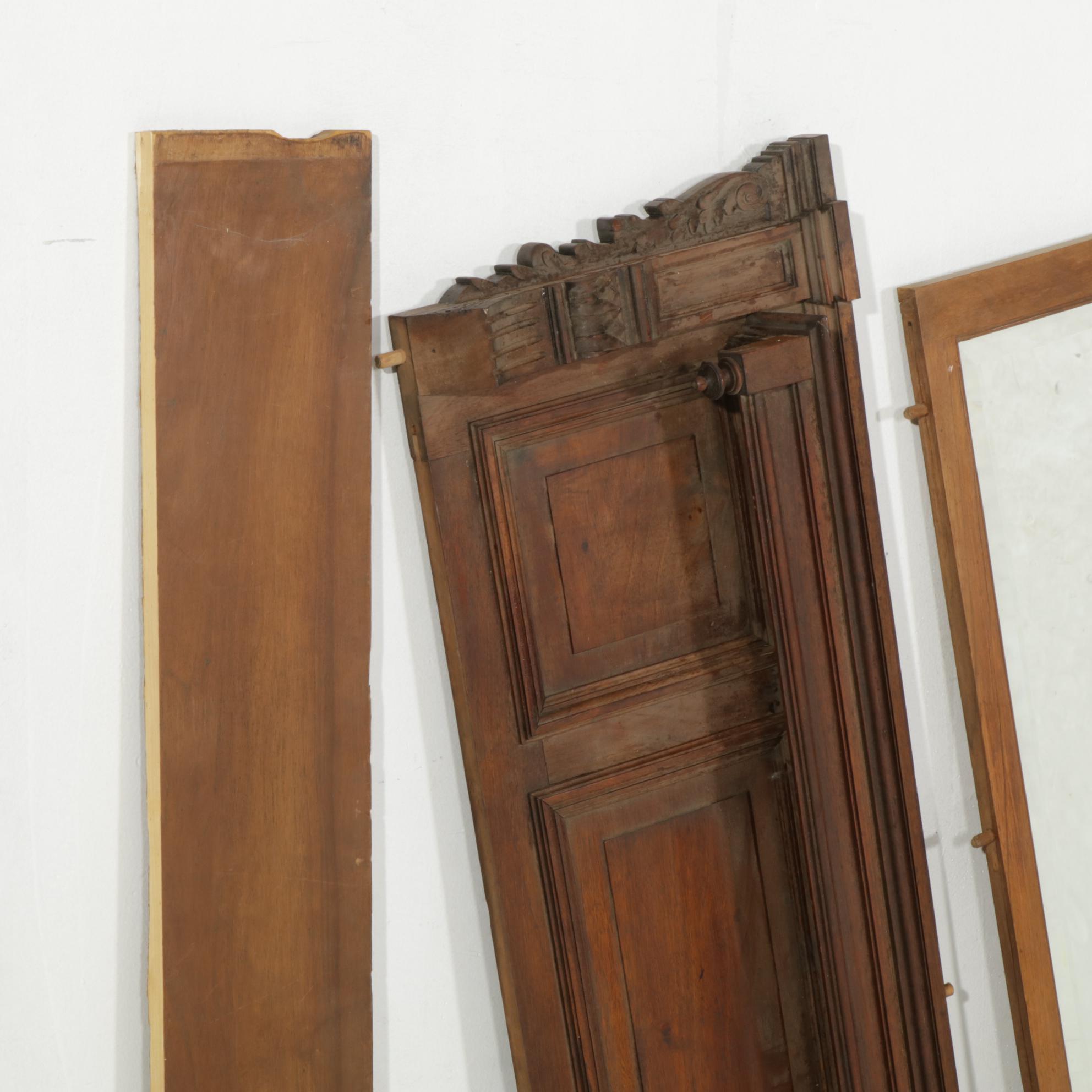 Carved Wood and Mirrored Door Architectural Salvage