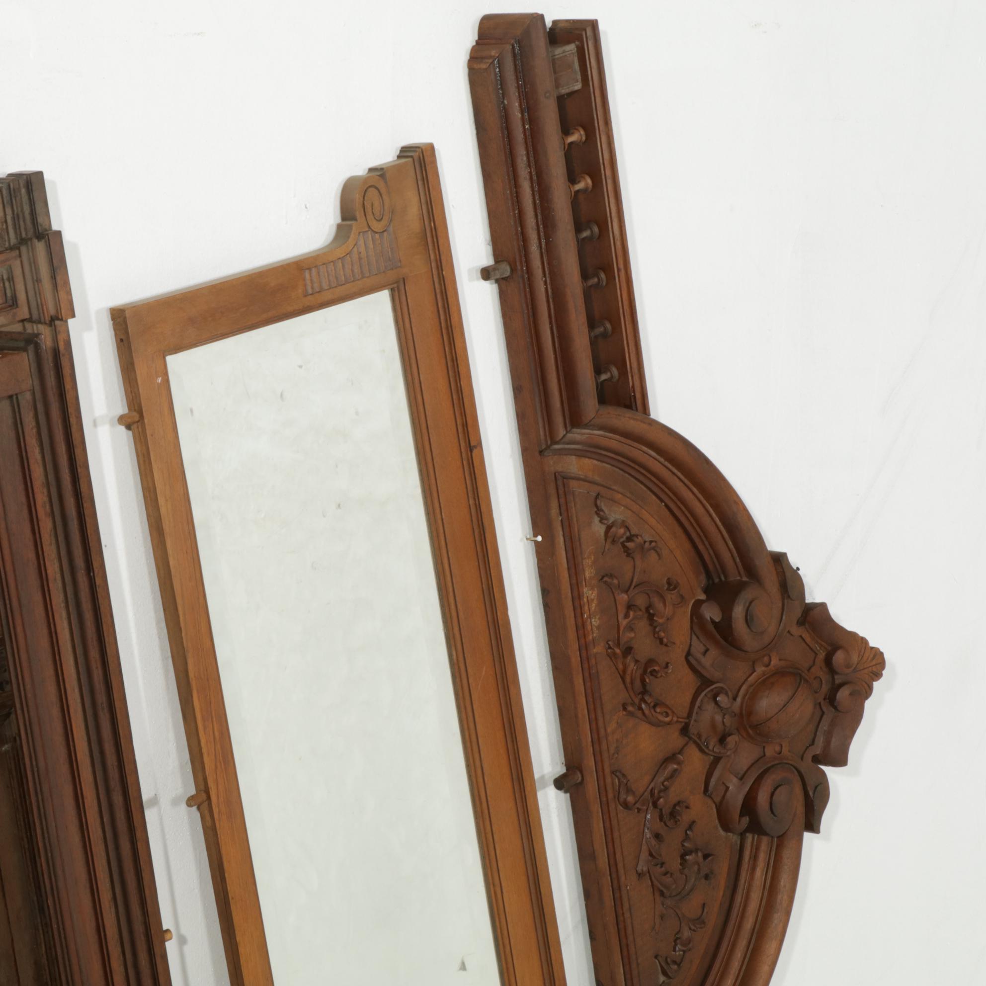 Carved Wood and Mirrored Door Architectural Salvage