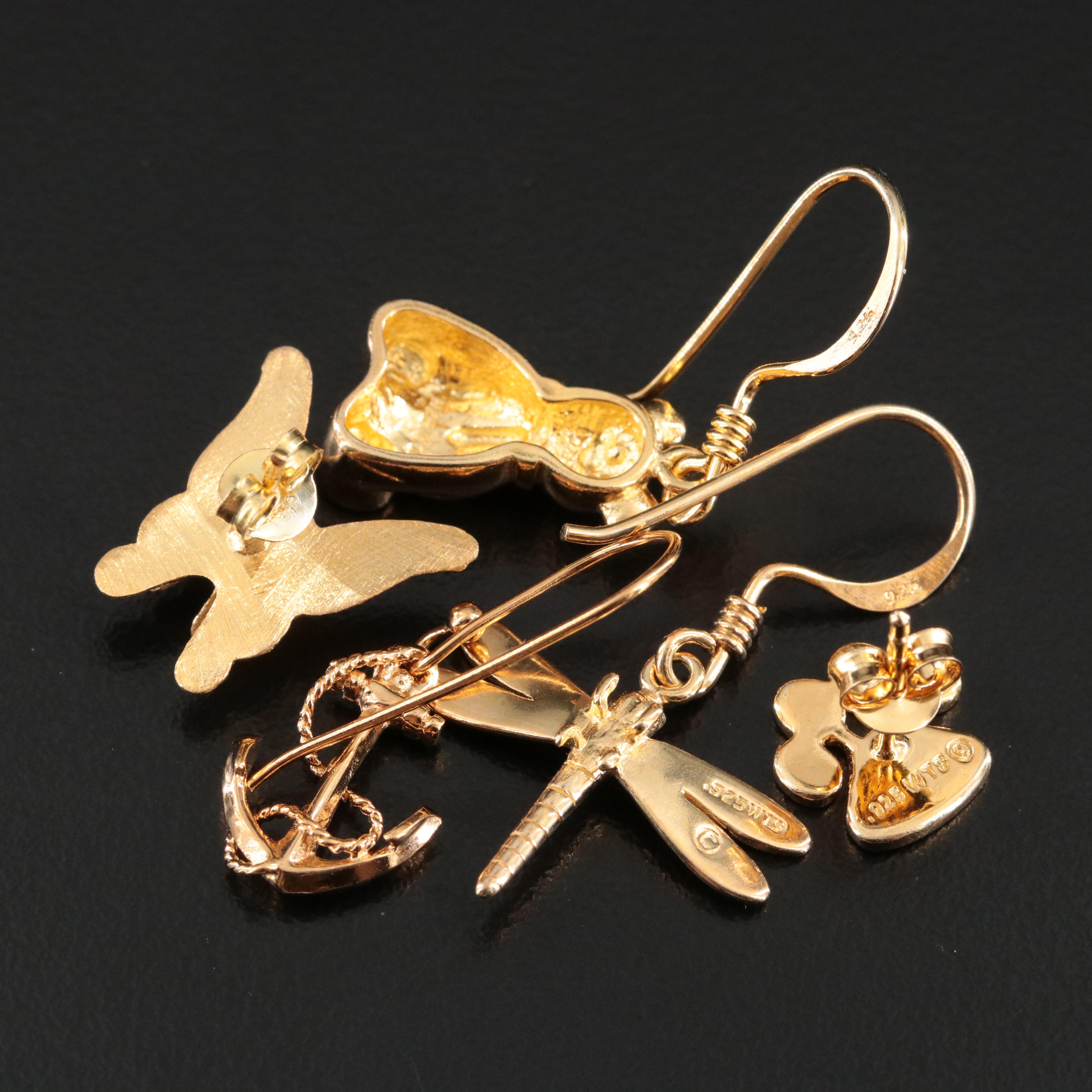 Sterling Anchors, Animals and Butterfly Earring Collection