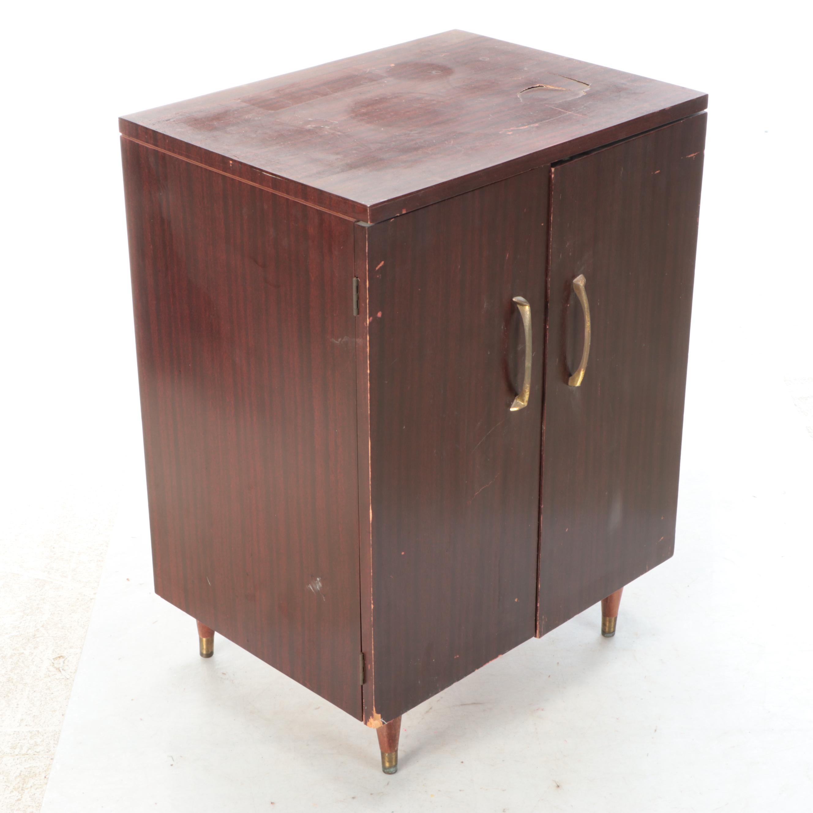 Mid Century Modern Rosewood Veneered Record Cabinet, Mid-20th Century