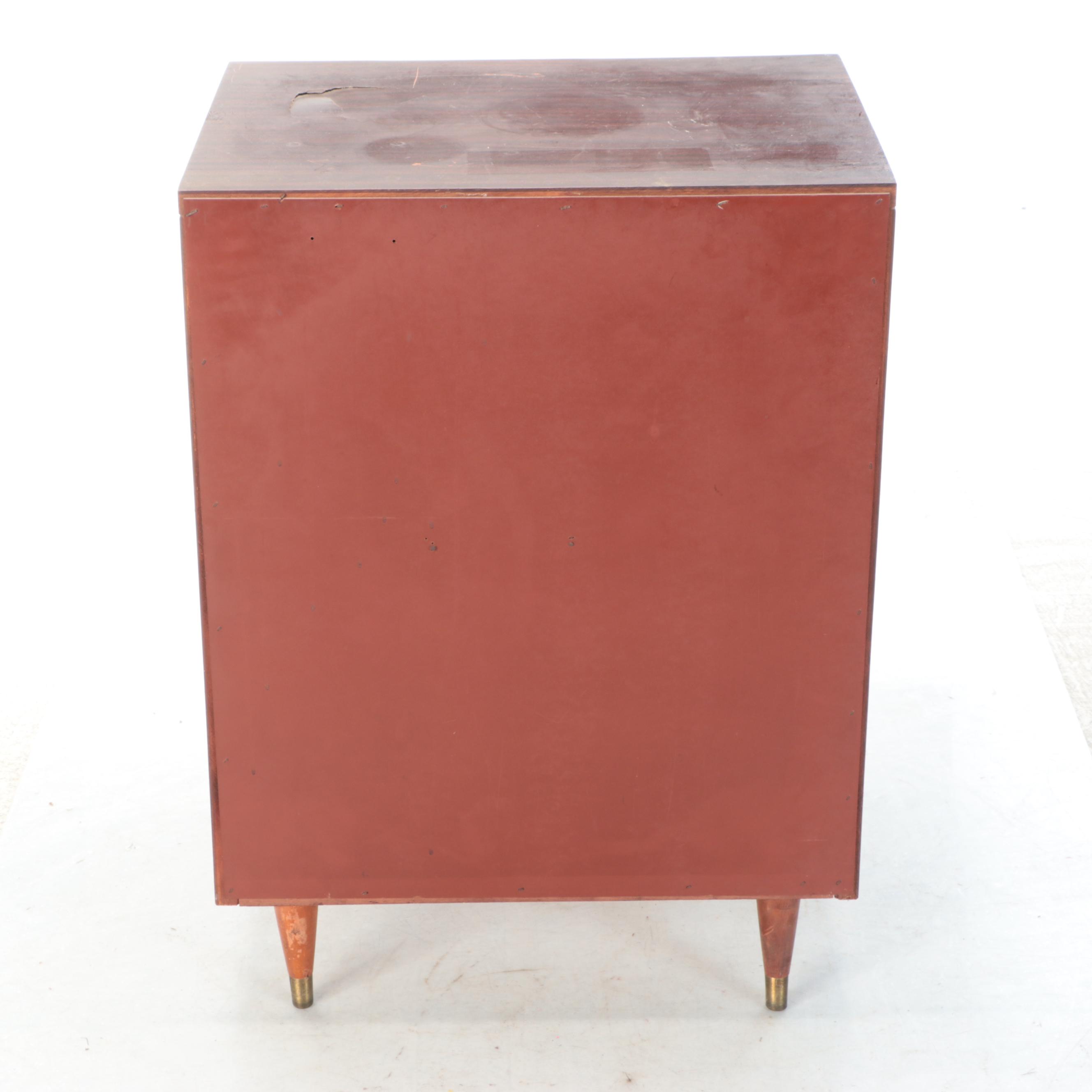 Mid Century Modern Rosewood Veneered Record Cabinet, Mid-20th Century