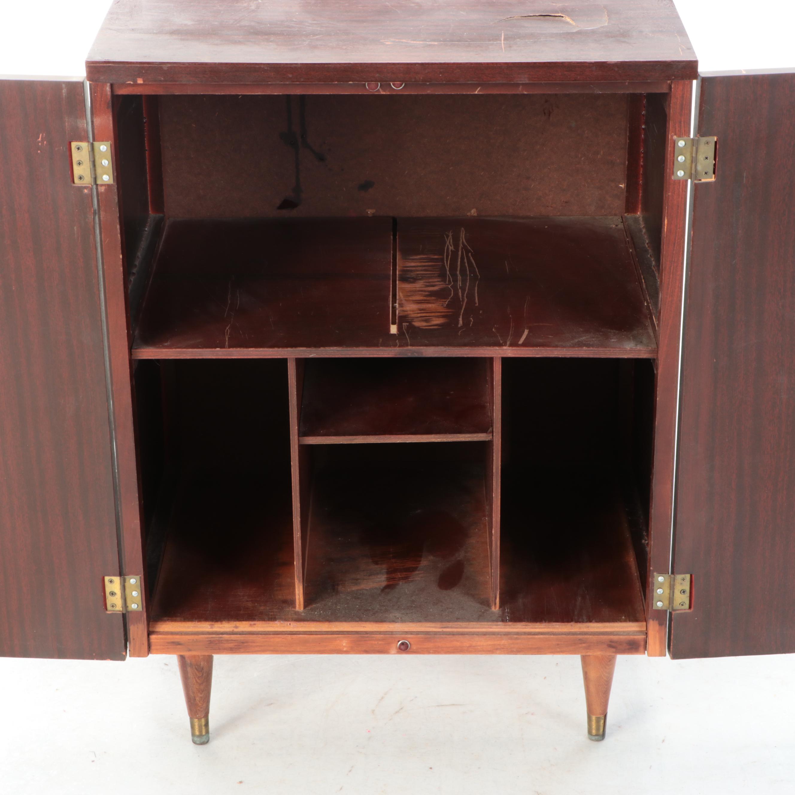 Mid Century Modern Rosewood Veneered Record Cabinet, Mid-20th Century