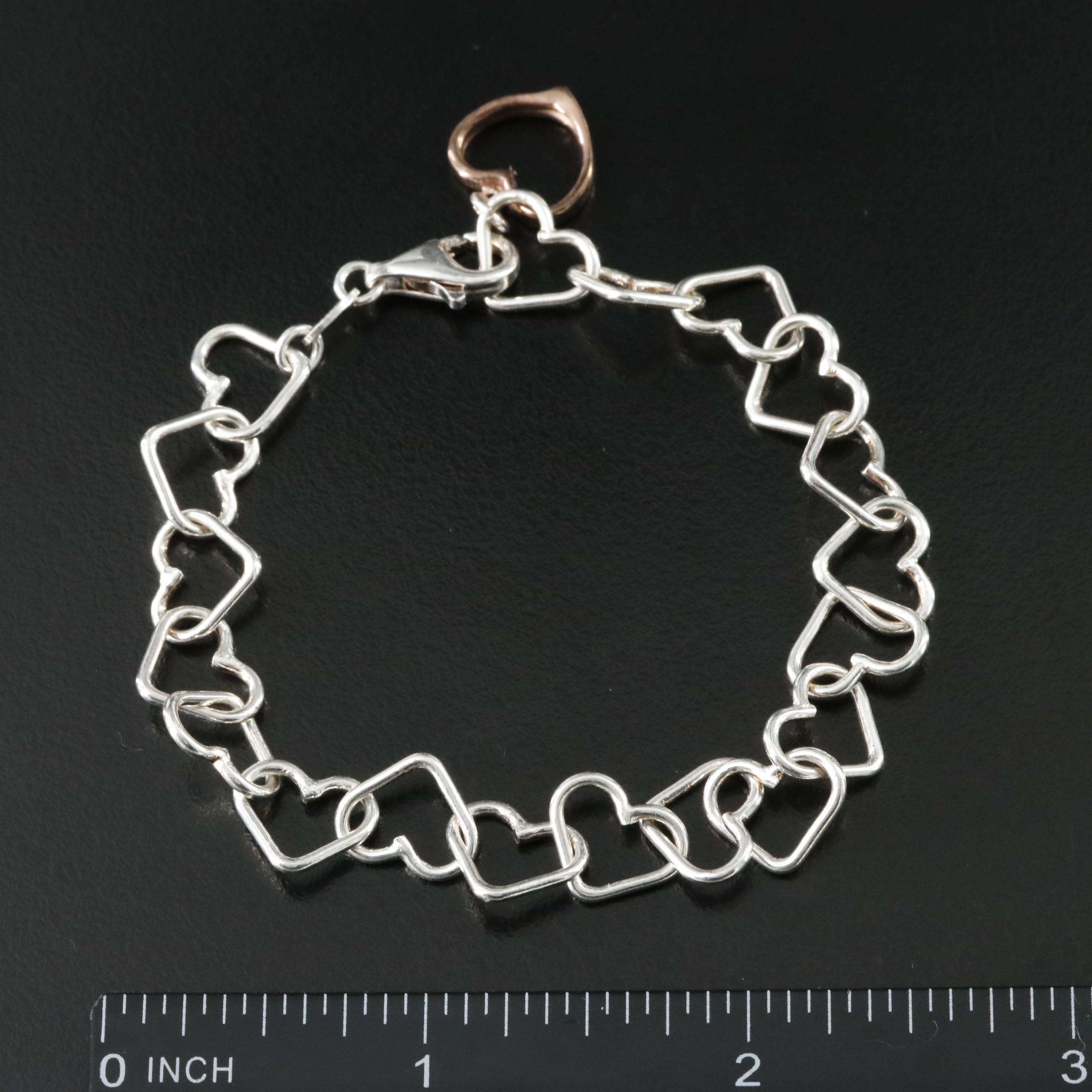 Italian Milor Sterling Heart Link Bracelet