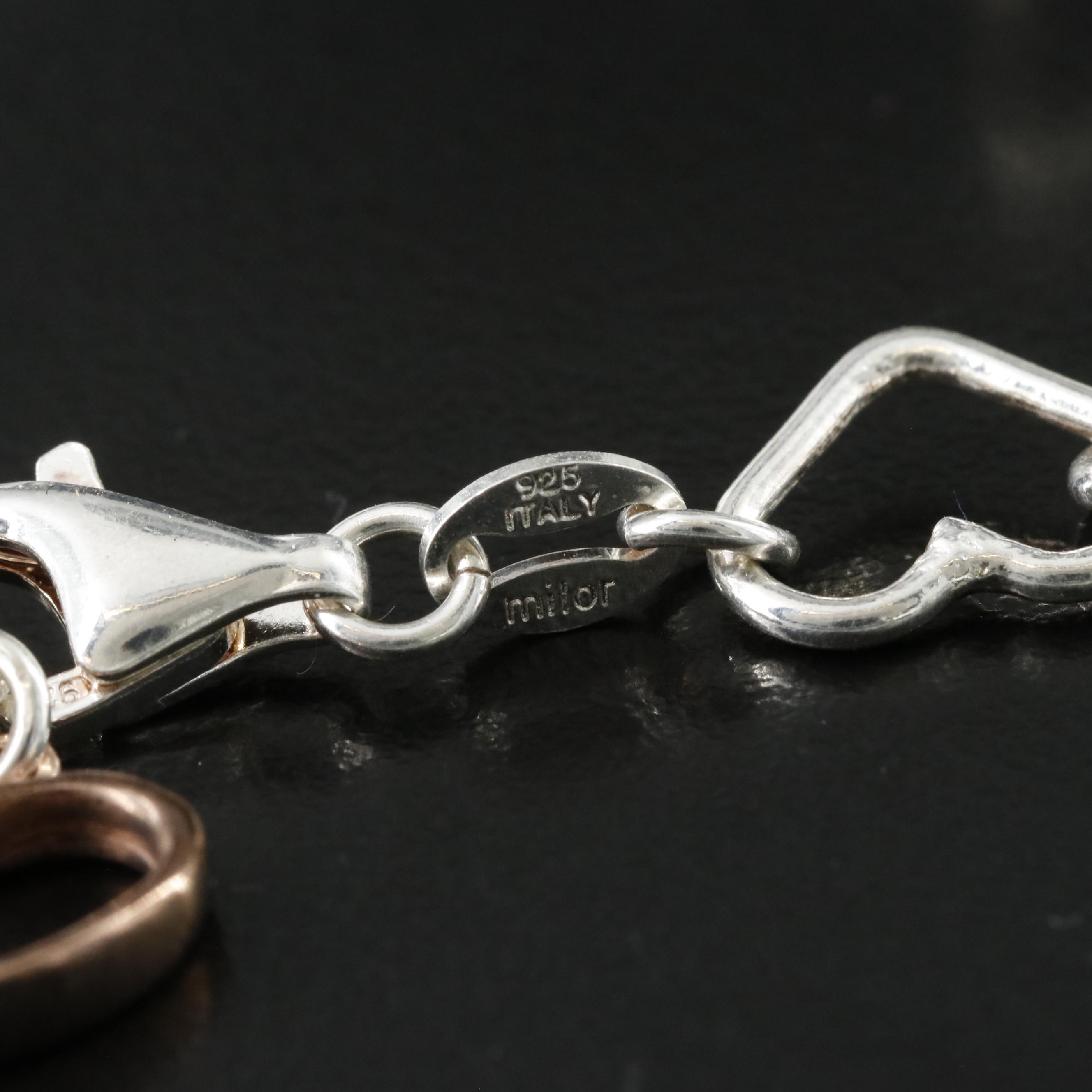 Italian Milor Sterling Heart Link Bracelet