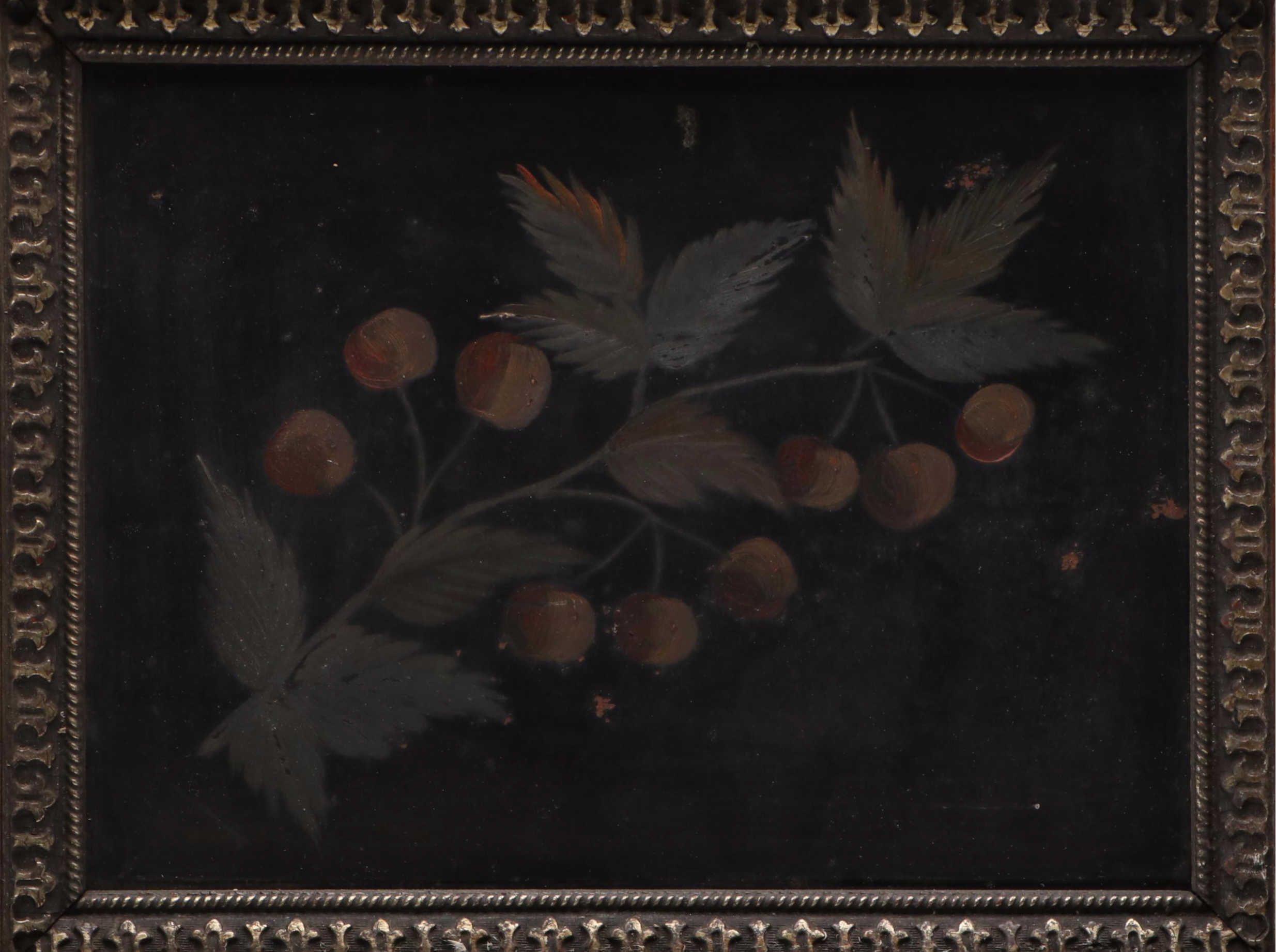 Victorian Carved Oak and Painted Tin Wall Pocket, Late 19th Century