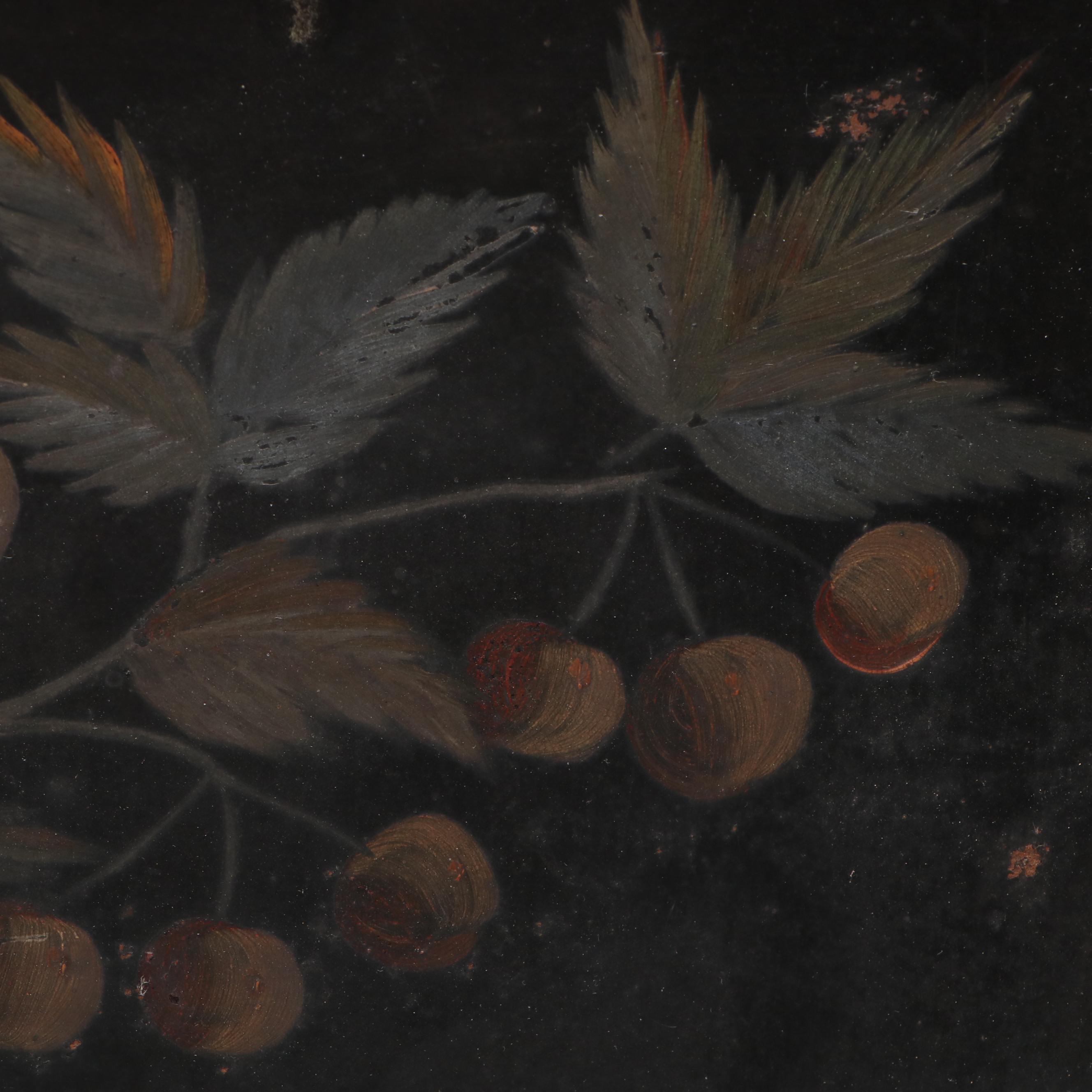 Victorian Carved Oak and Painted Tin Wall Pocket, Late 19th Century